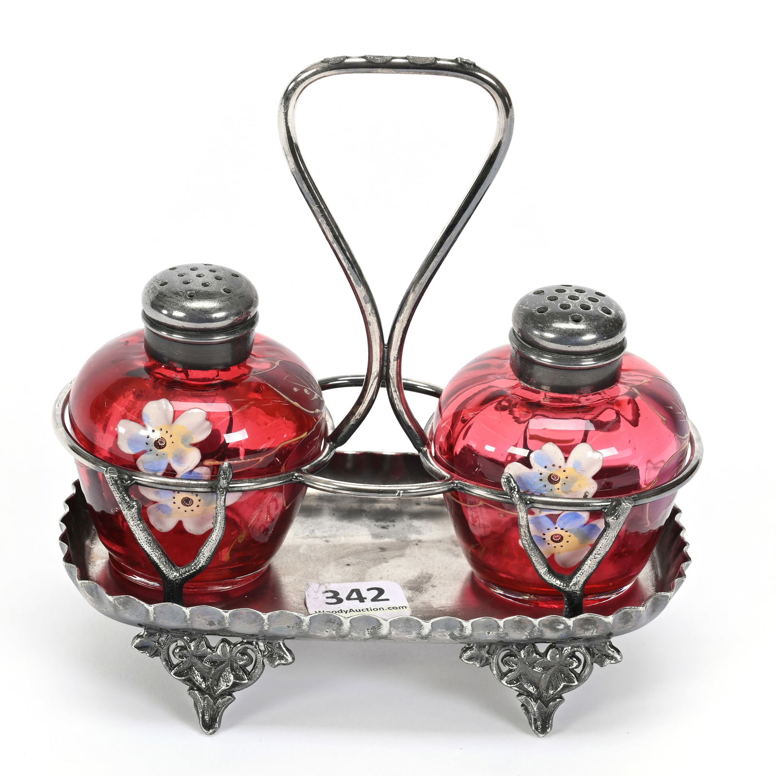 Victorian Salt & Pepper Set On Stand (1 of 4)