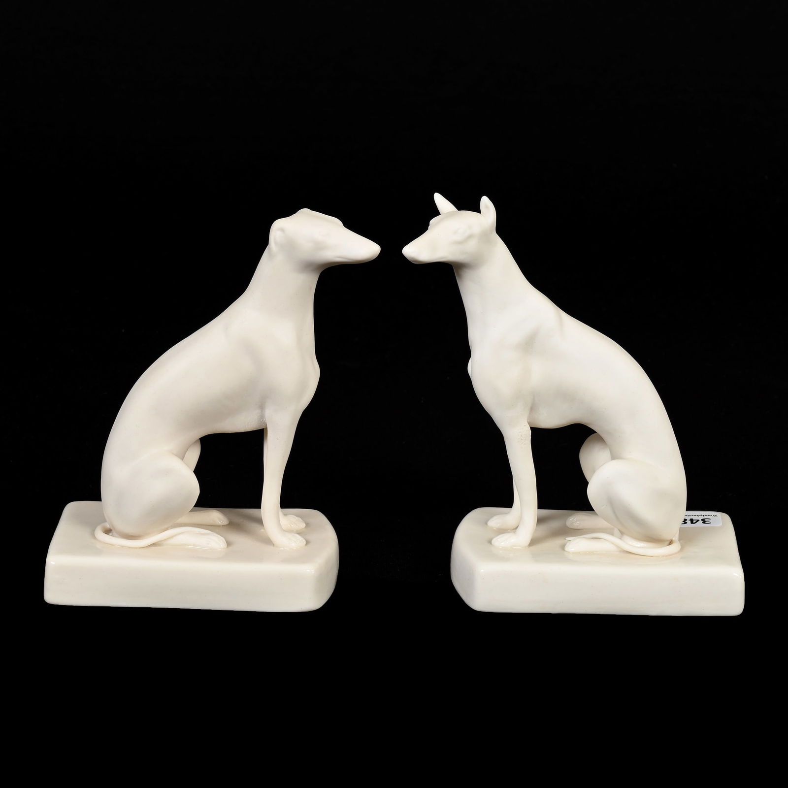 Pair Figurines, Irish Belleek 6th Green Mark, Bisque (1 of 3)