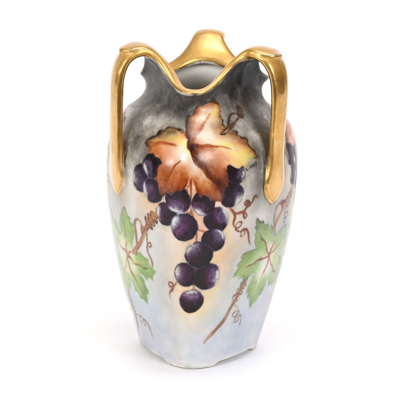 Vase, Three Handles, Unmarked Limoges Style Blank (1 of 4)