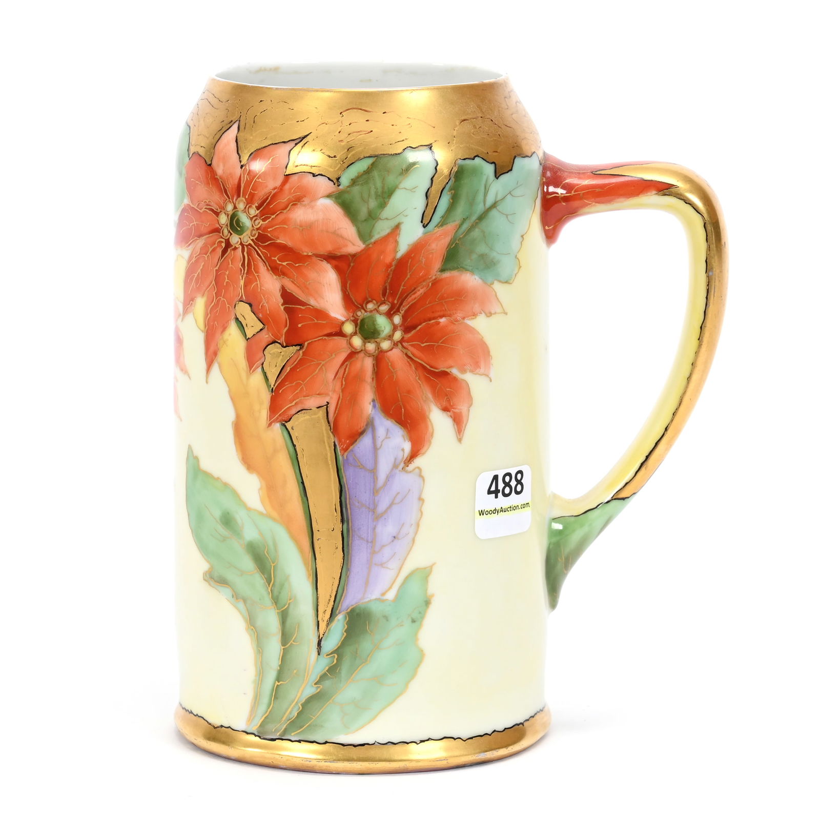 Stein, Unmarked Pickard, Poinsettia Decor (1 of 4)