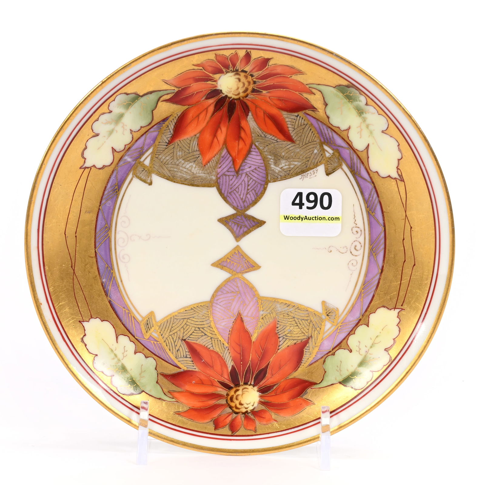 Plate Marked Pickard, Poinsettia Conventional (1 of 3)