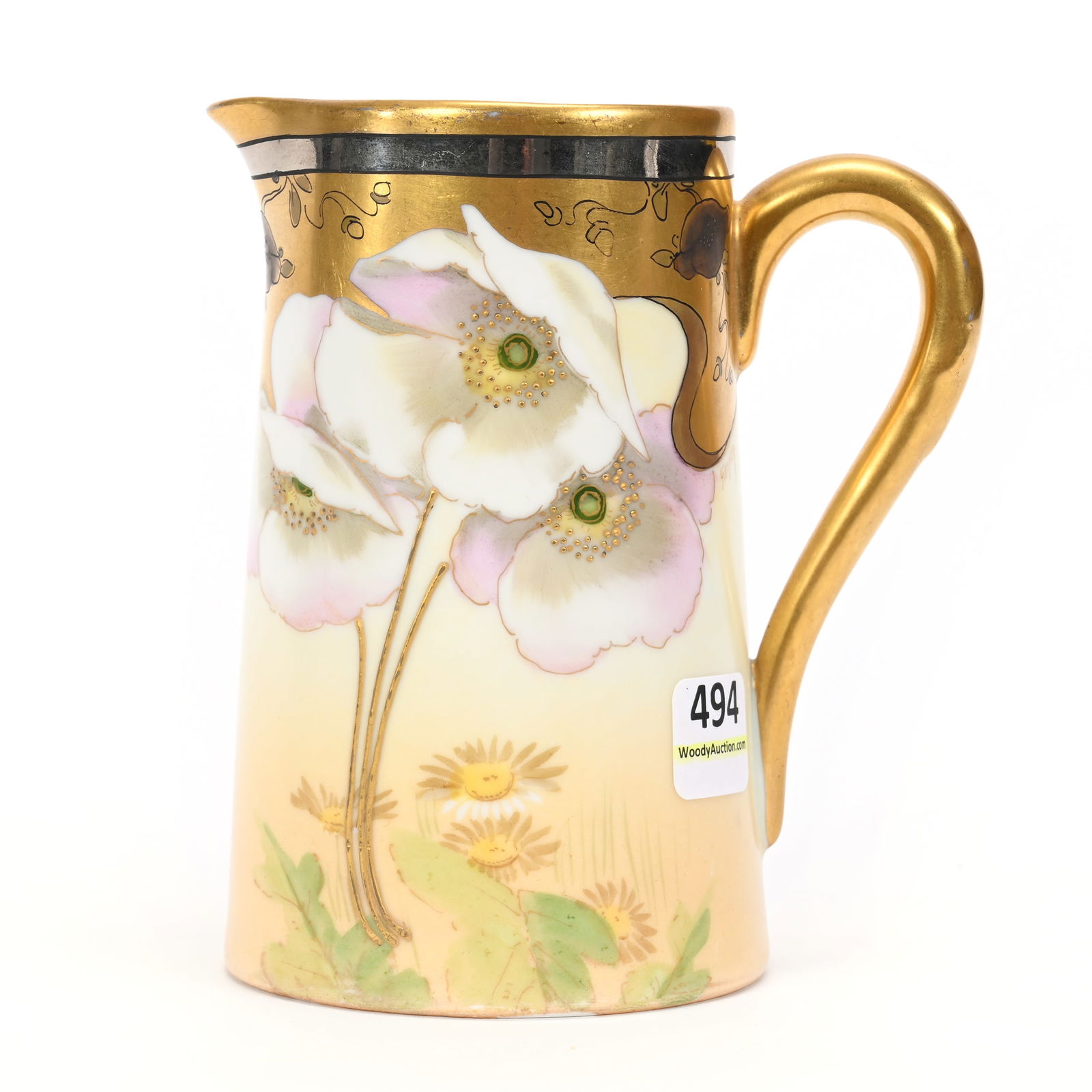 Pitcher Marked Pickard, White Poppy & Daisy Pattern (1 of 4)