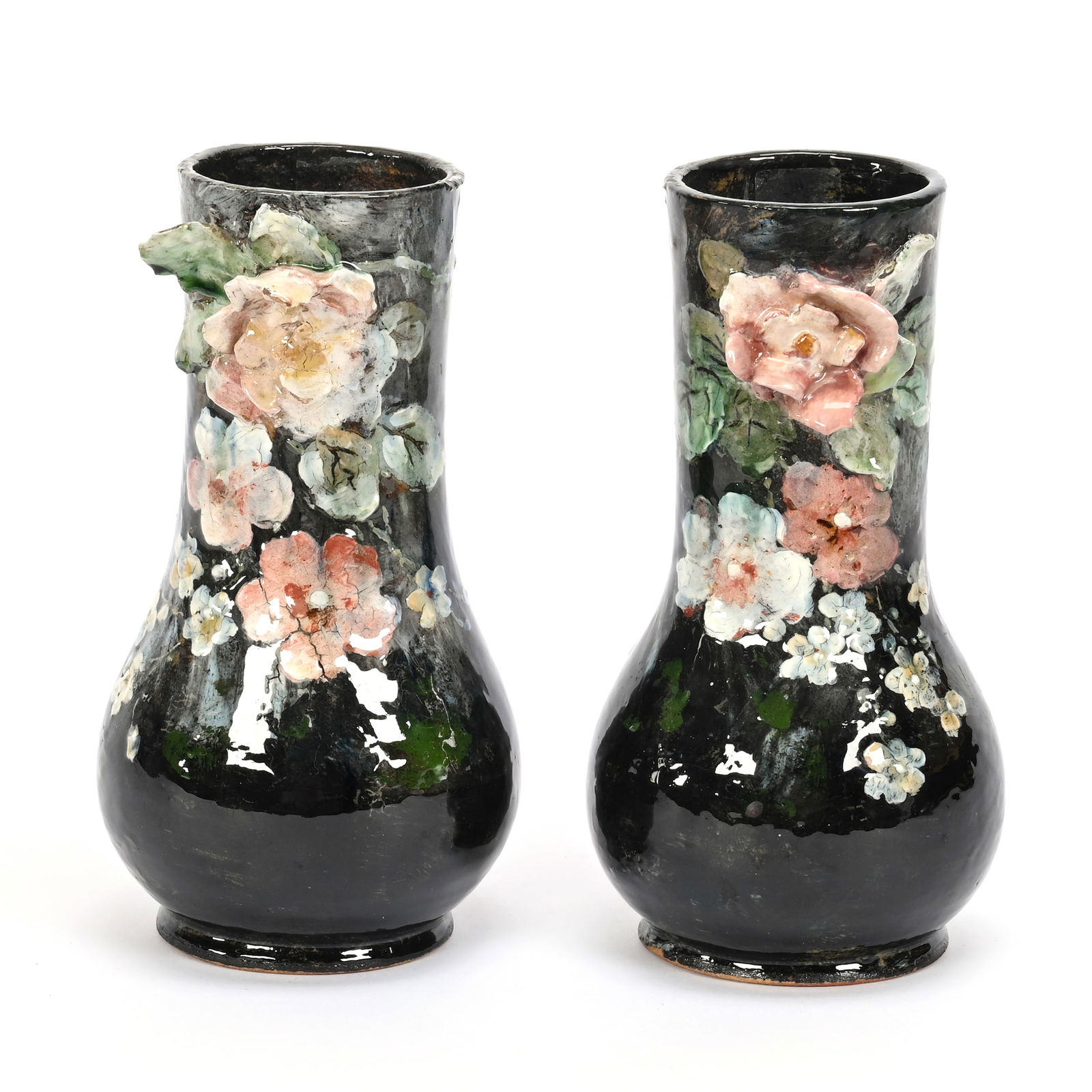 Pair Vases, Terra Cotta, Marked Haviland & Co (1 of 3)