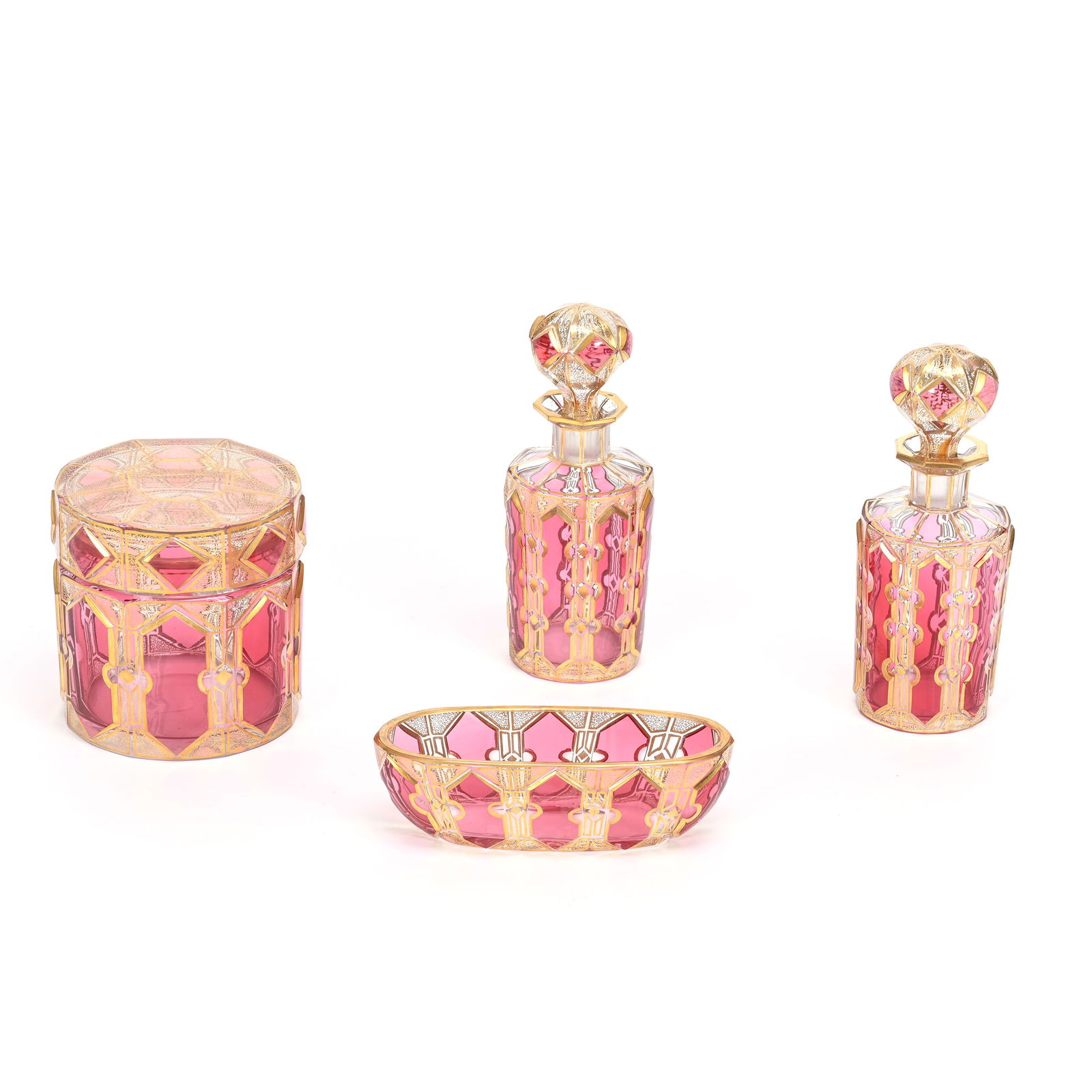 Vanity Set, Four Piece, Art Glass Attributed To Moser (1 of 3)