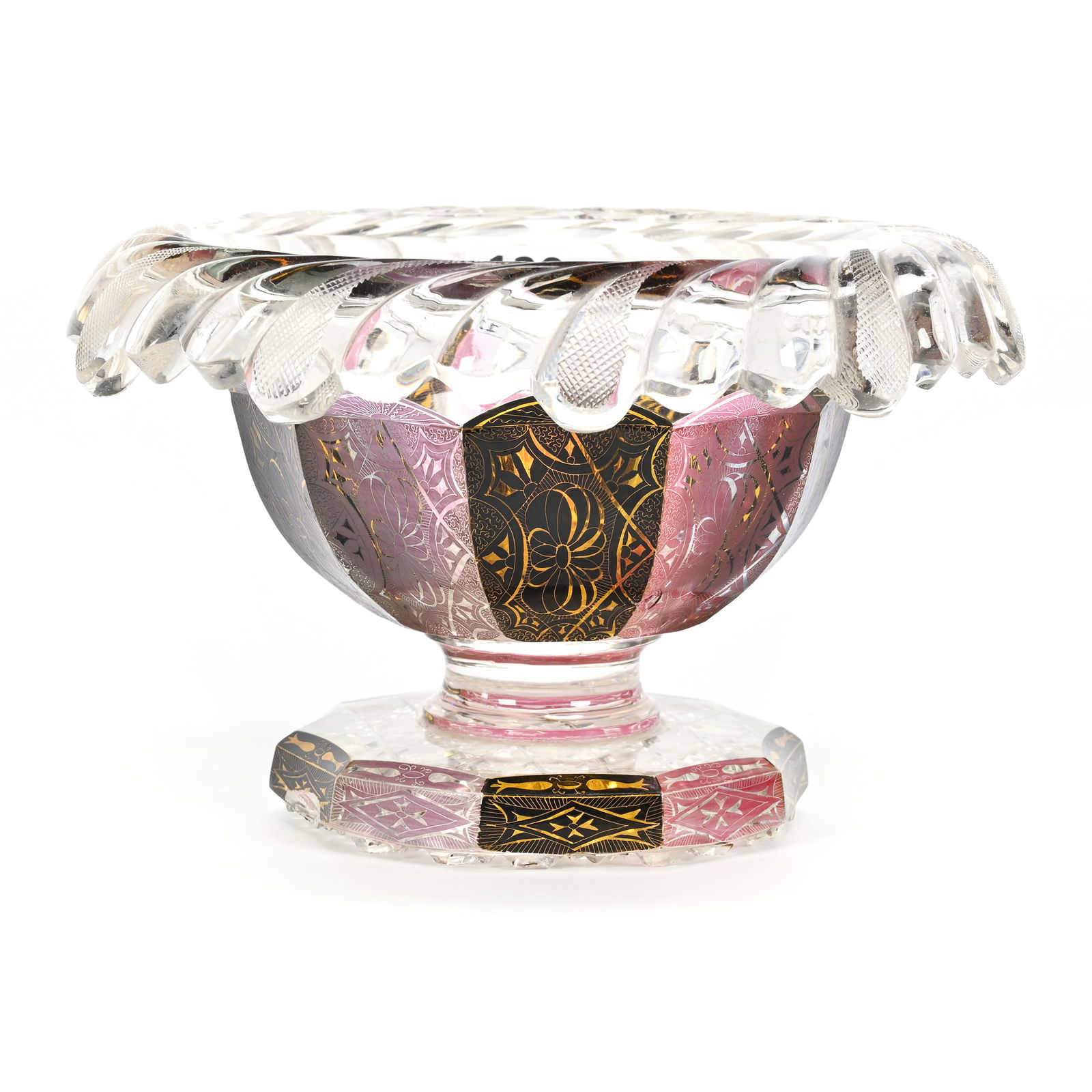 Pedestal Compote, Unmarked Bohemian Art Glass (1 of 5)