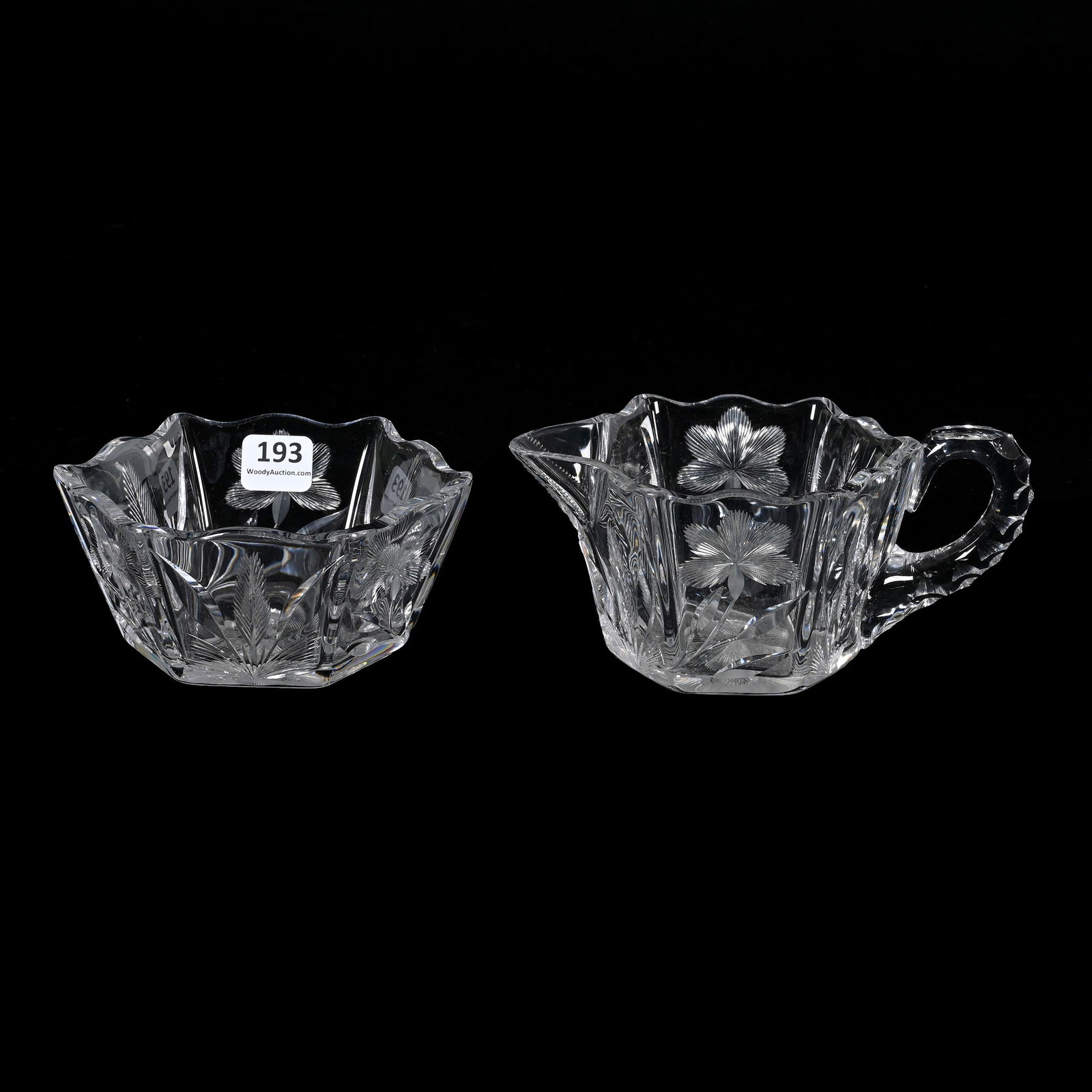 Creamer & Sugar, American Brilliant Cut Glass, Signed Libbey (1 of 3)