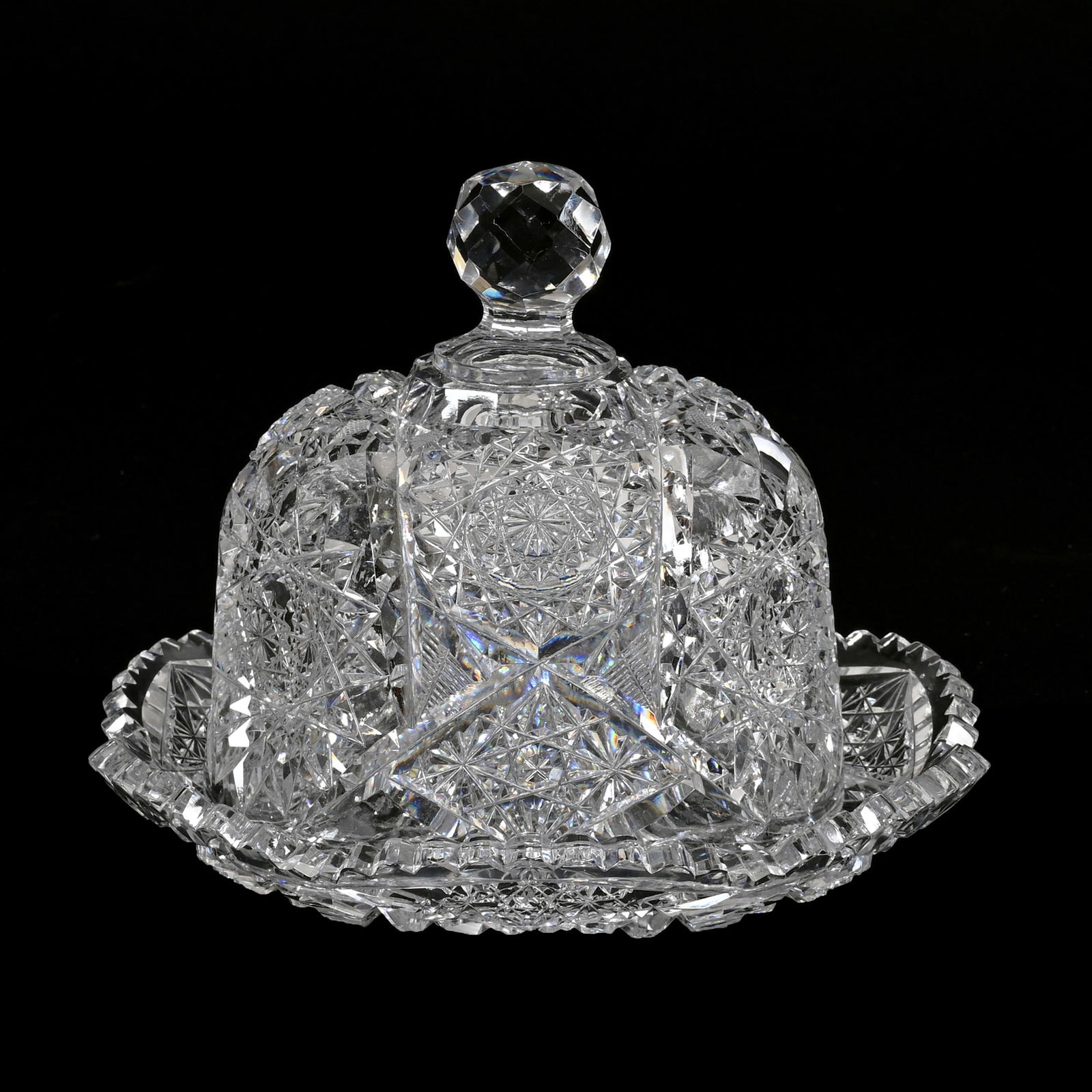 Covered Cheese Dish, American Brilliant Cut Glass (1 of 3)