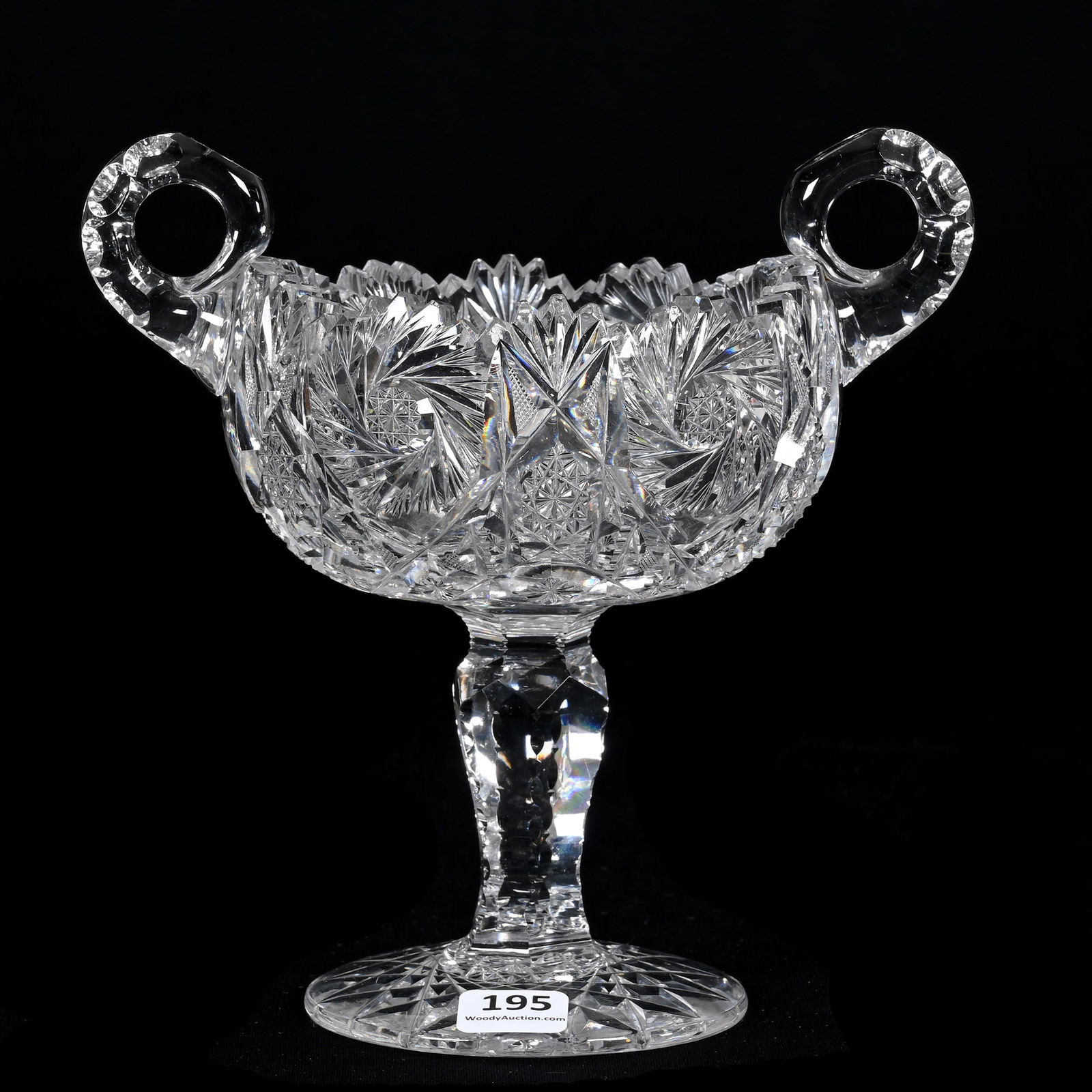 Pedestal Sugar Bowl, American Brilliant Cut Glass, Two Handles (1 of 3)