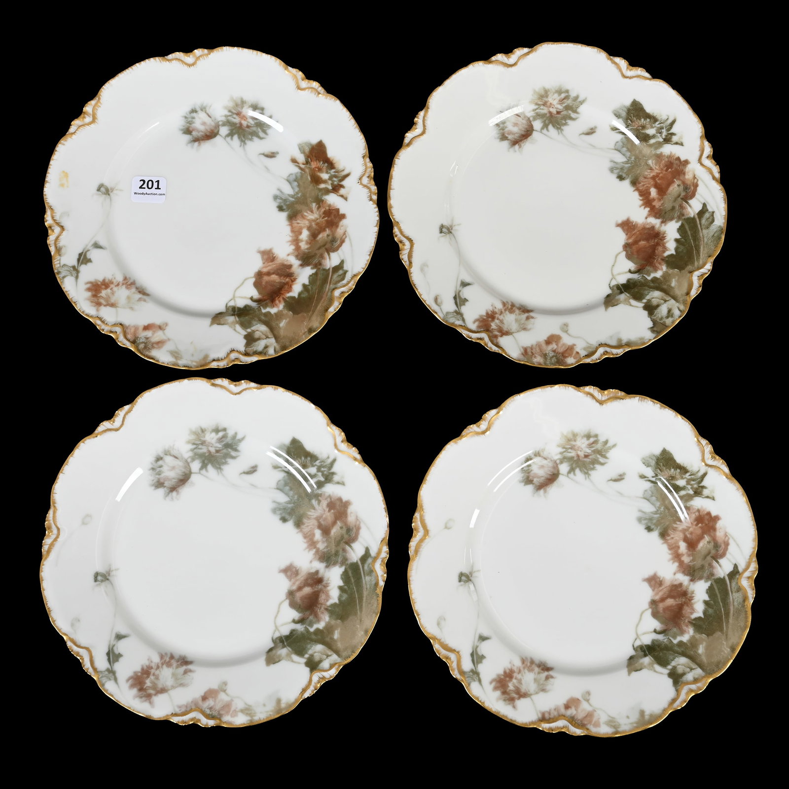 (4) Plates Marked Haviland & Co Limoges: (4) Plates Marked Haviland & Co Limoges, 8.5", Circa 1876-1879, Pattern Named "Feu De Four", "Made For Tyndale & Mitchell Company Philadelphia", Denver, Colorado Private Collection.