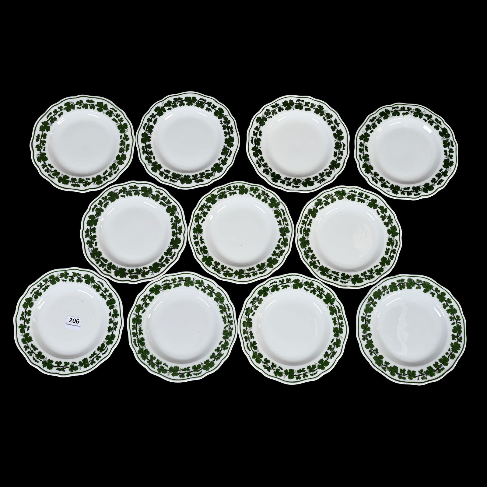 (11) Plates, Scalloped, Meissen Blue Crossed Swords (1 of 3)