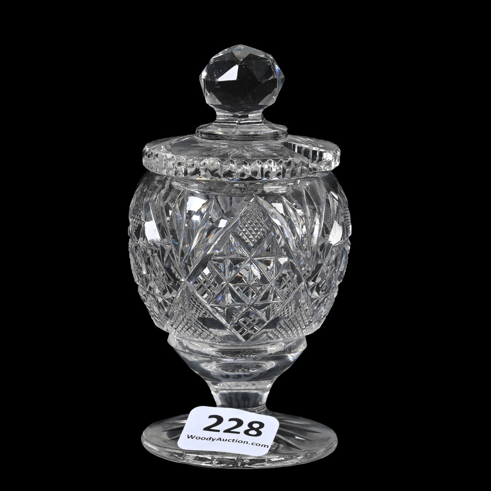 Pedestal Mustard Jar, American Brilliant Cut Glass (1 of 3)