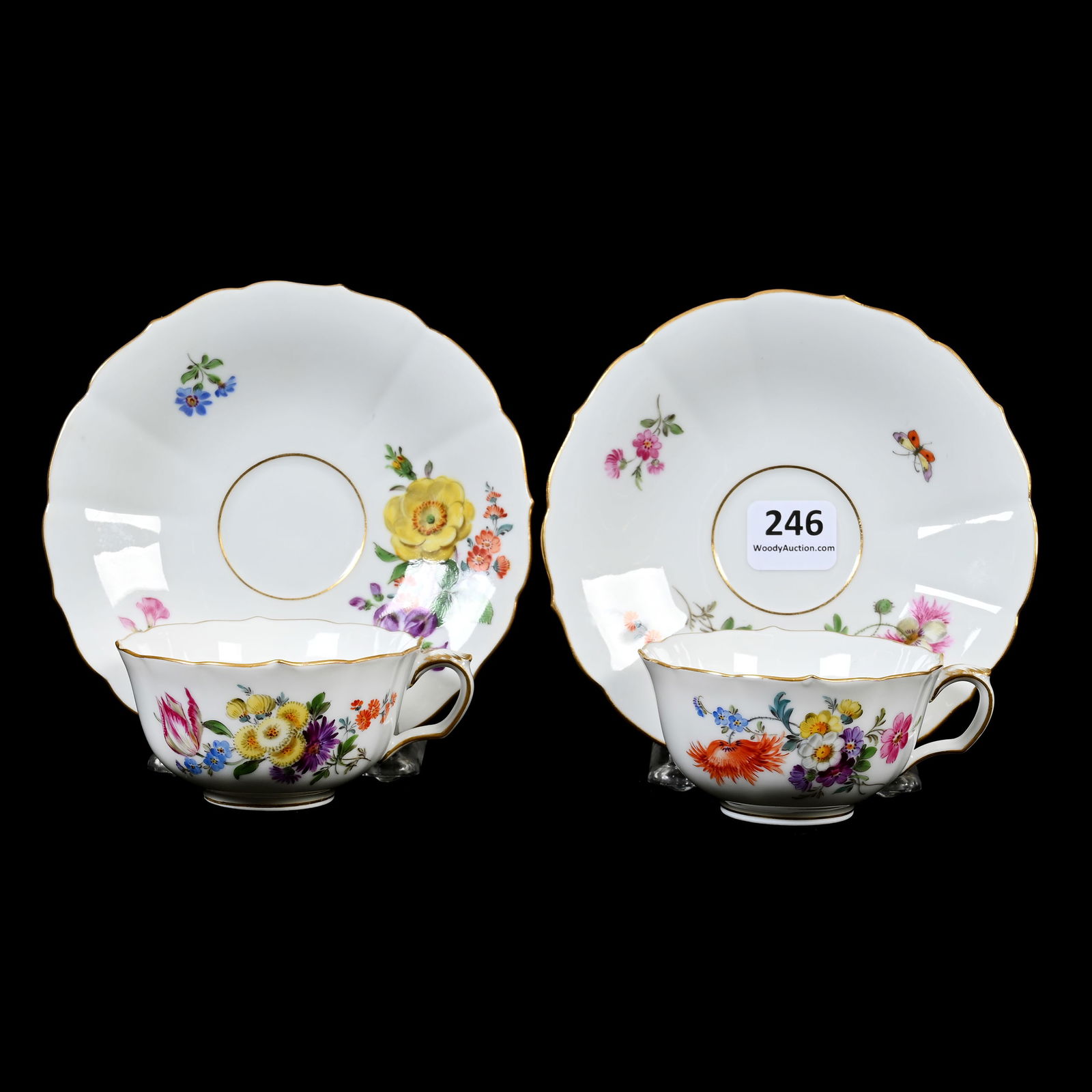 (2) Cups & Saucers, Meissen Blue Crossed Sword Mark (1 of 3)