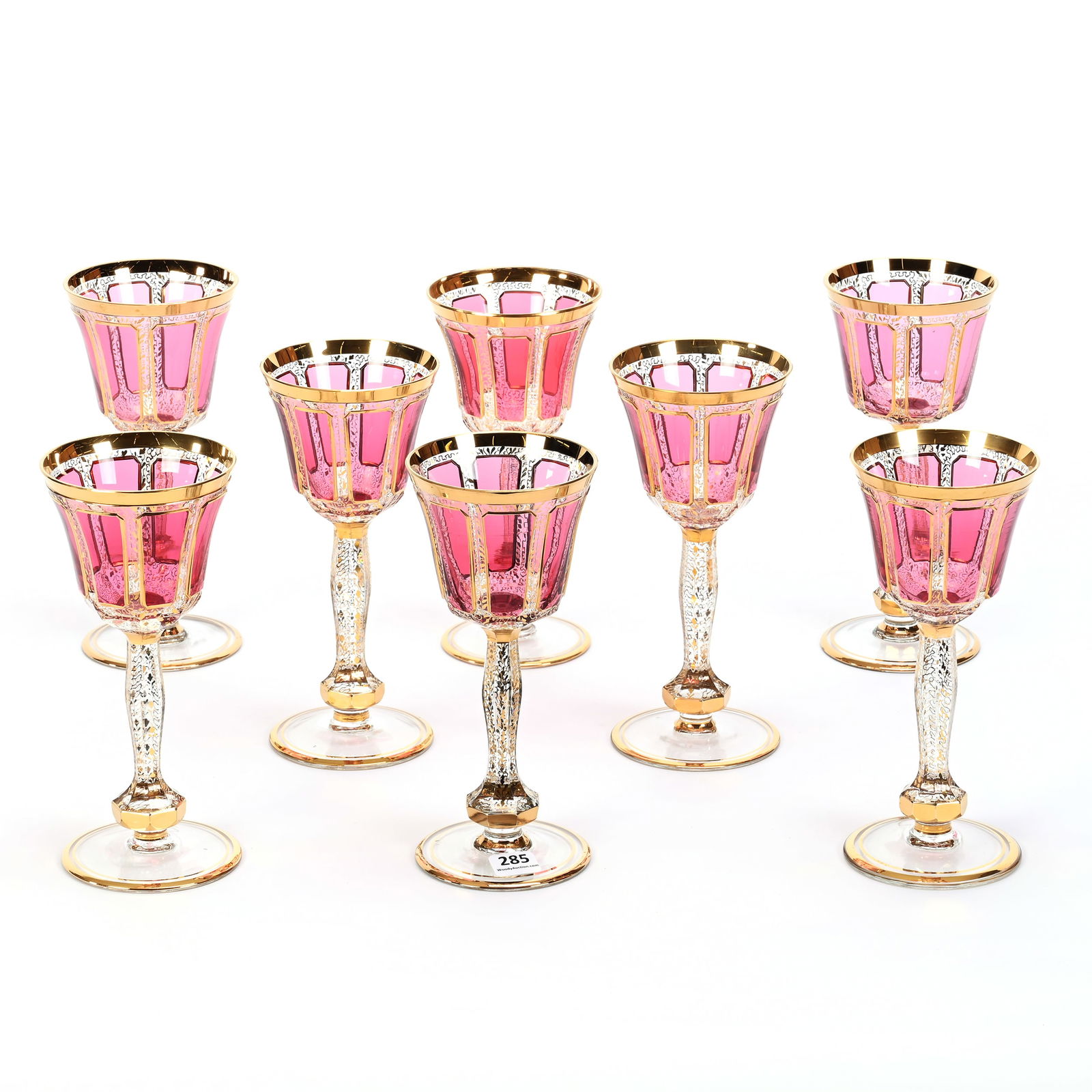 (8) Goblets, Moser Style Art Glass (1 of 3)