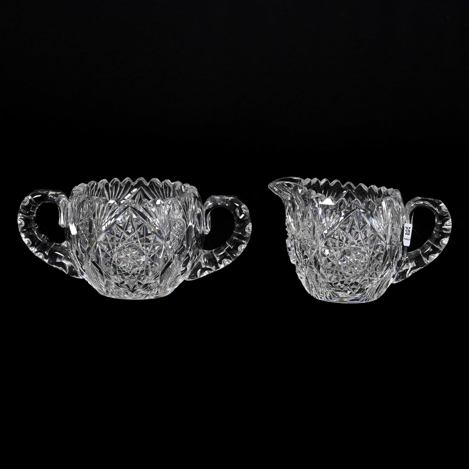 Creamer & Sugar, American Brilliant Cut Glass (1 of 3)