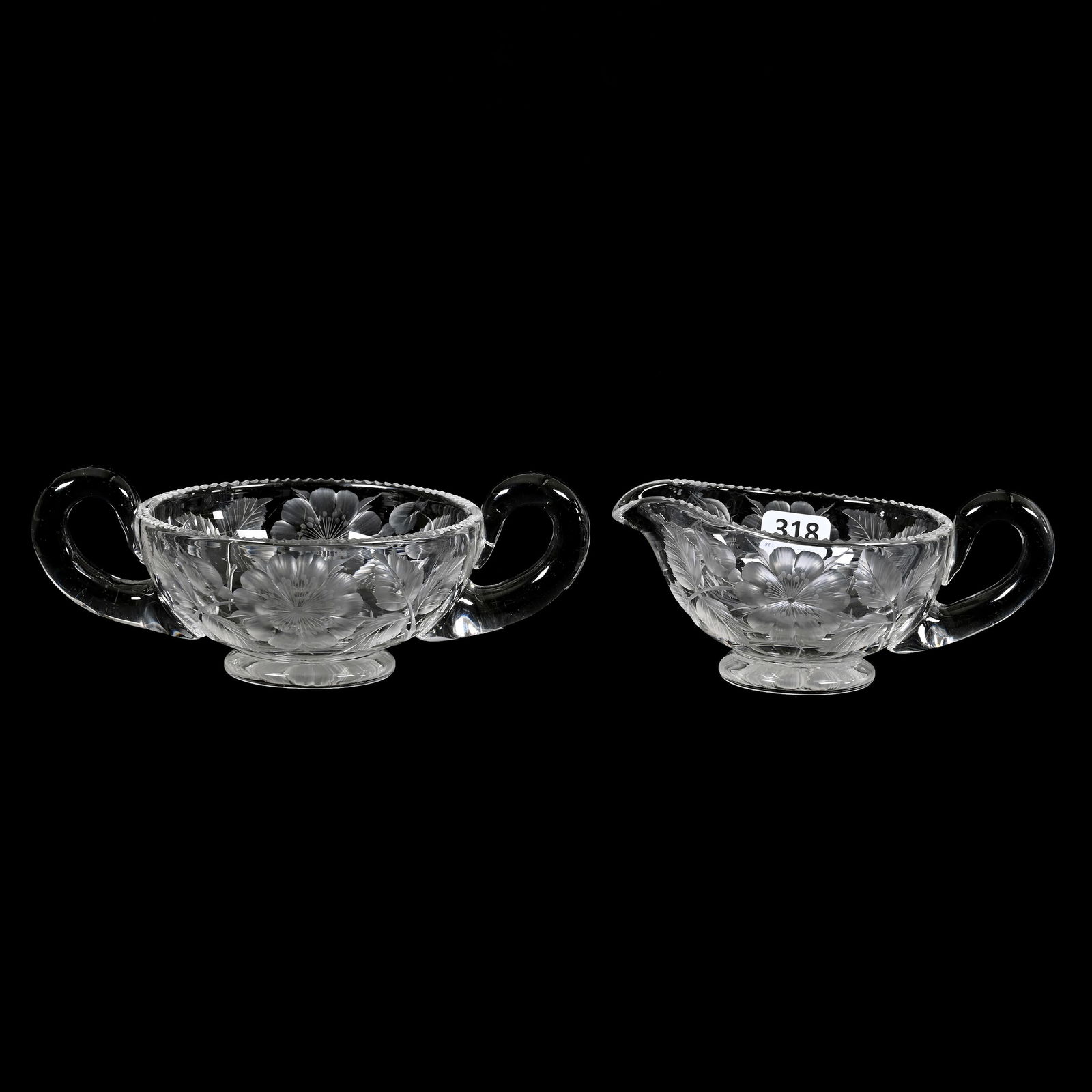 Creamer & Sugar, American Brilliant Cut Glass, Wild Rose Pattern By Tuthill (1 of 3)