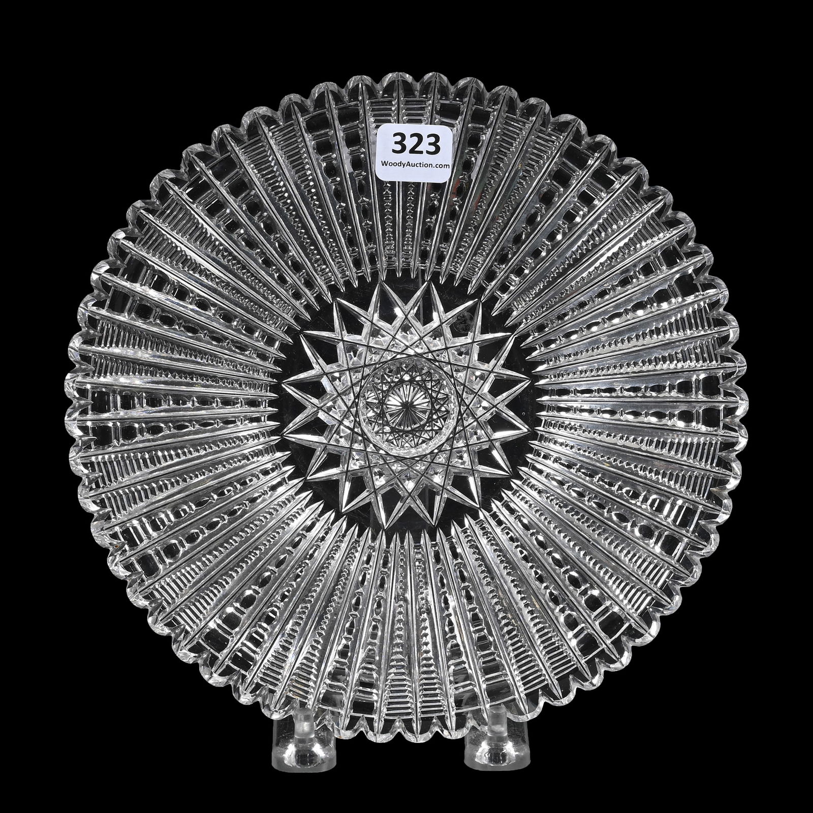 Plate, American Brilliant Cut Glass, Prism Pattern By Bergen (1 of 2)