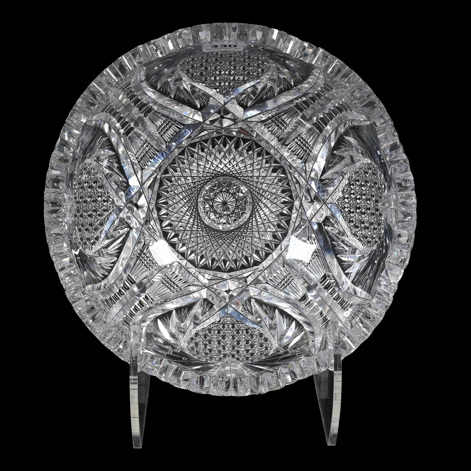 Bowl, American Brilliant Cut Glass, Heart Attributed To Pitkin & Brooks: Bowl, American Brilliant Cut Glass, Heart Attributed To Pitkin & Brooks, 4" x 8", One Tooth With Chip, Indiana Private Collection.