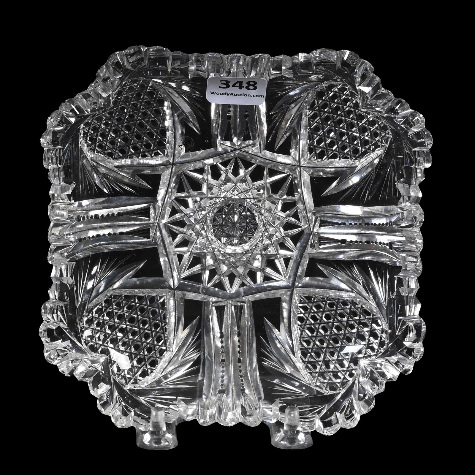 Square Plate, American Brilliant Cut Glass, Heart Pattern By Burley & Tyrrell: Square Plate, American Brilliant Cut Glass, Heart Pattern By Burley & Tyrrell, 5.5", Made For Sears Roebuck, Indiana Private Collection.