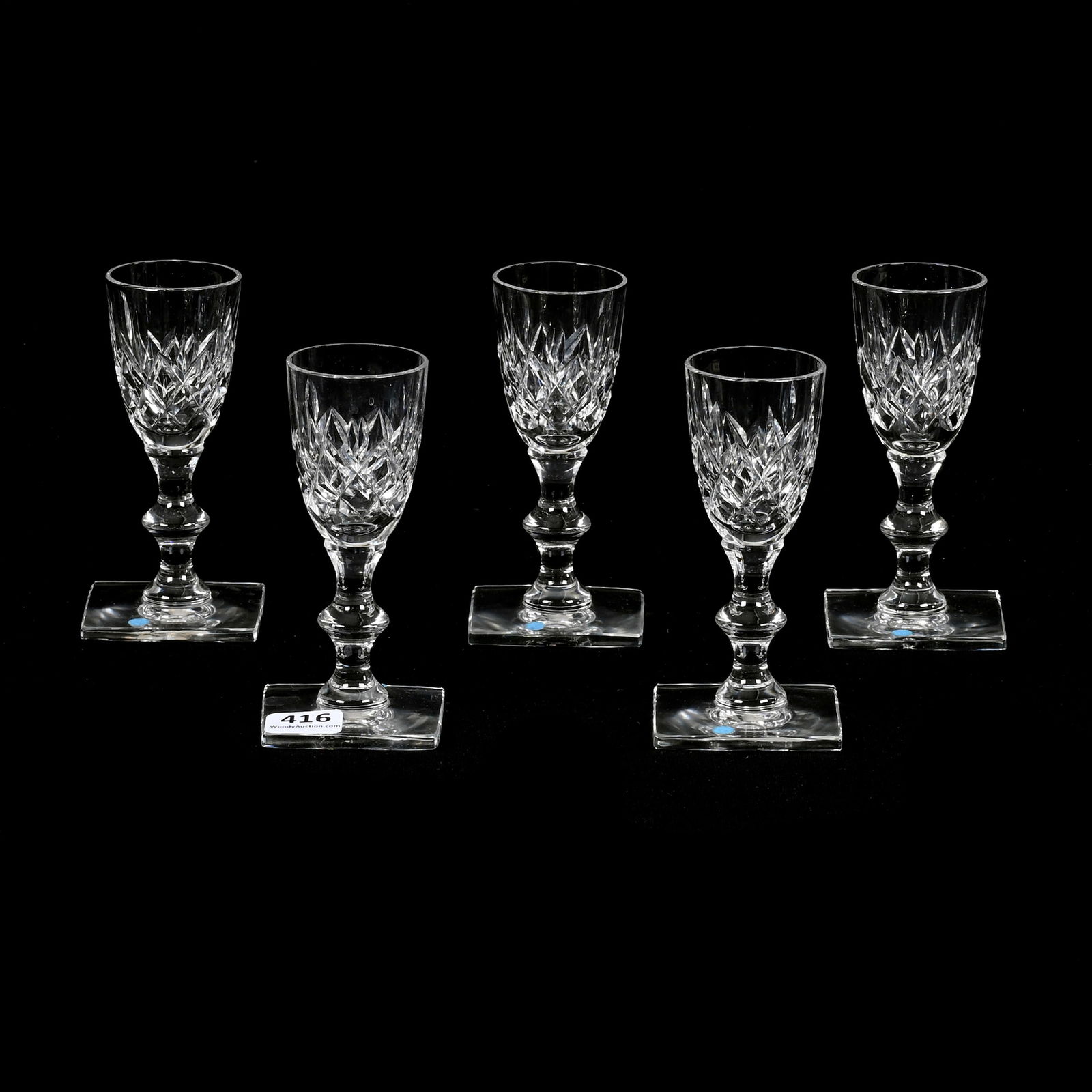 (5) Cordials, American Brilliant Cut Glass, Signed Hawkes Cornwall Pattern (1 of 3)