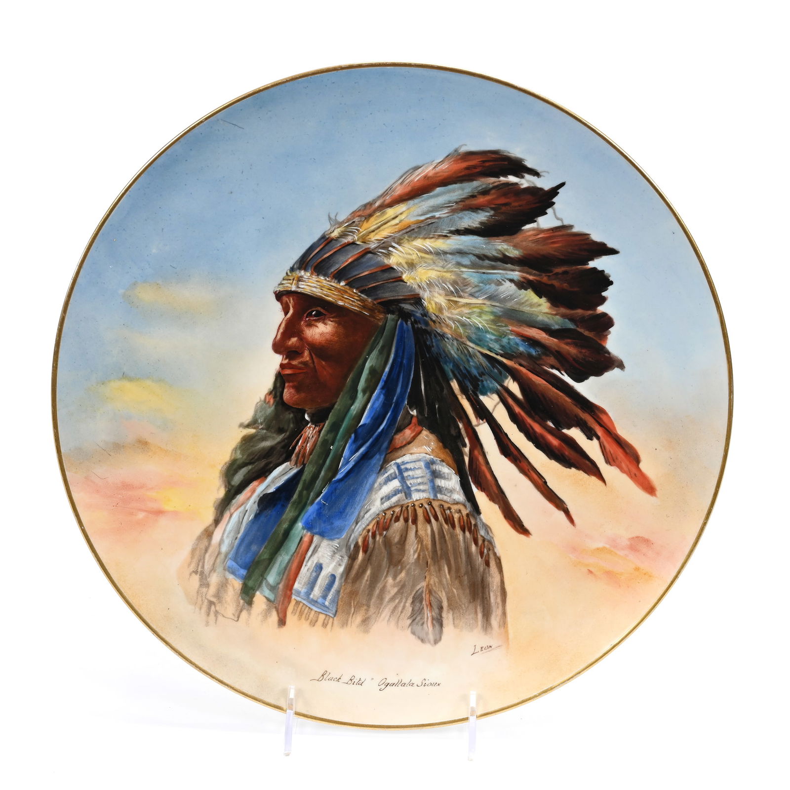 Plaque Marked J.P. Limoges, Indian Chief (1 of 3)