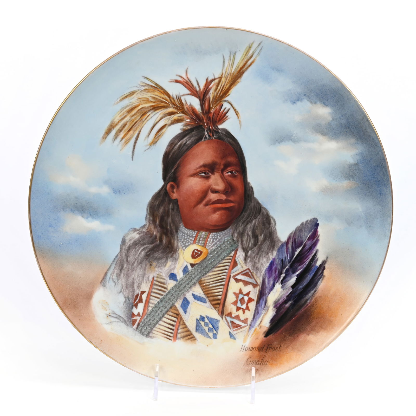 Plaque Marked J.P. Limoges, Indian Portrait (1 of 3)