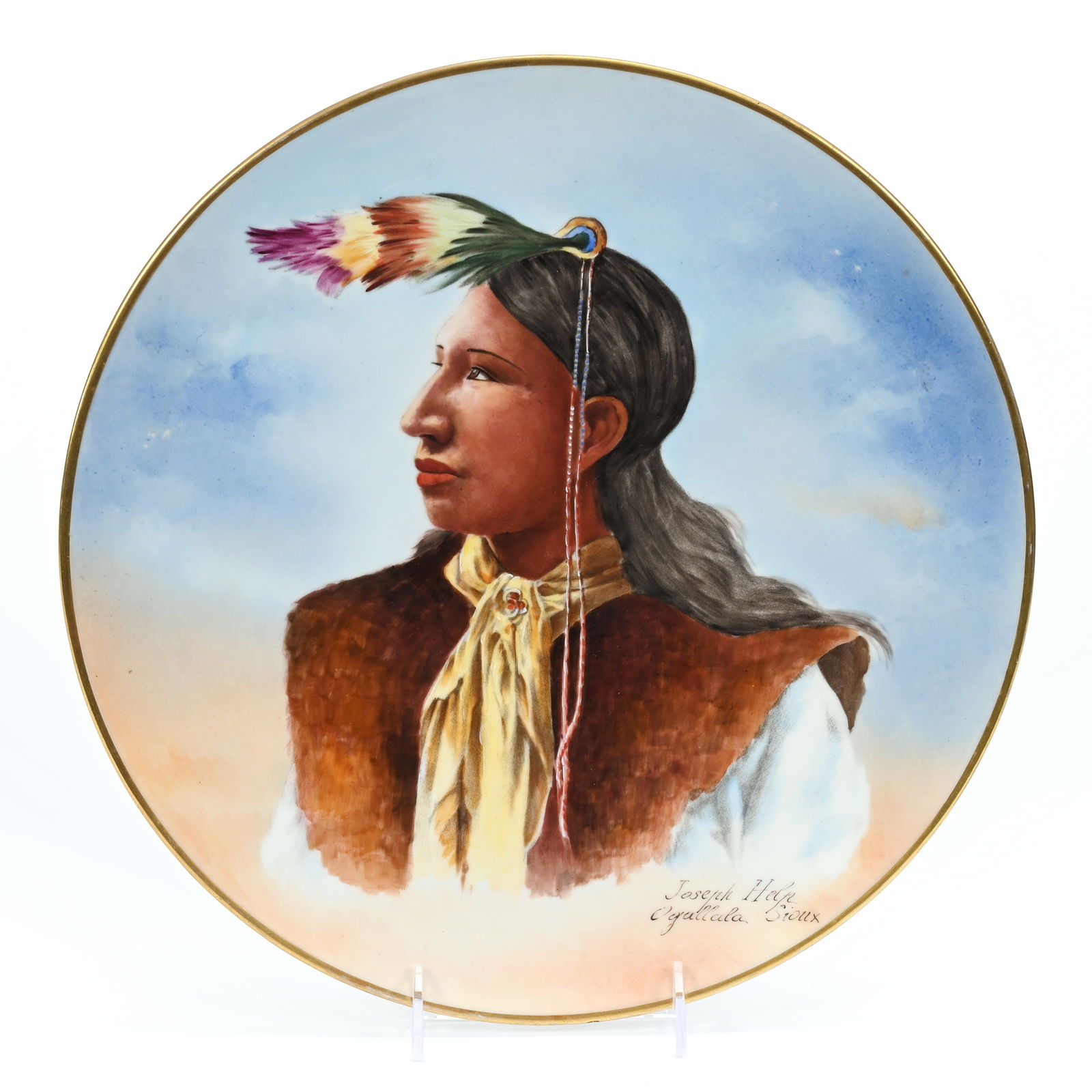 Plaque Marked J.P. Limoges, Indian Portrait (1 of 3)