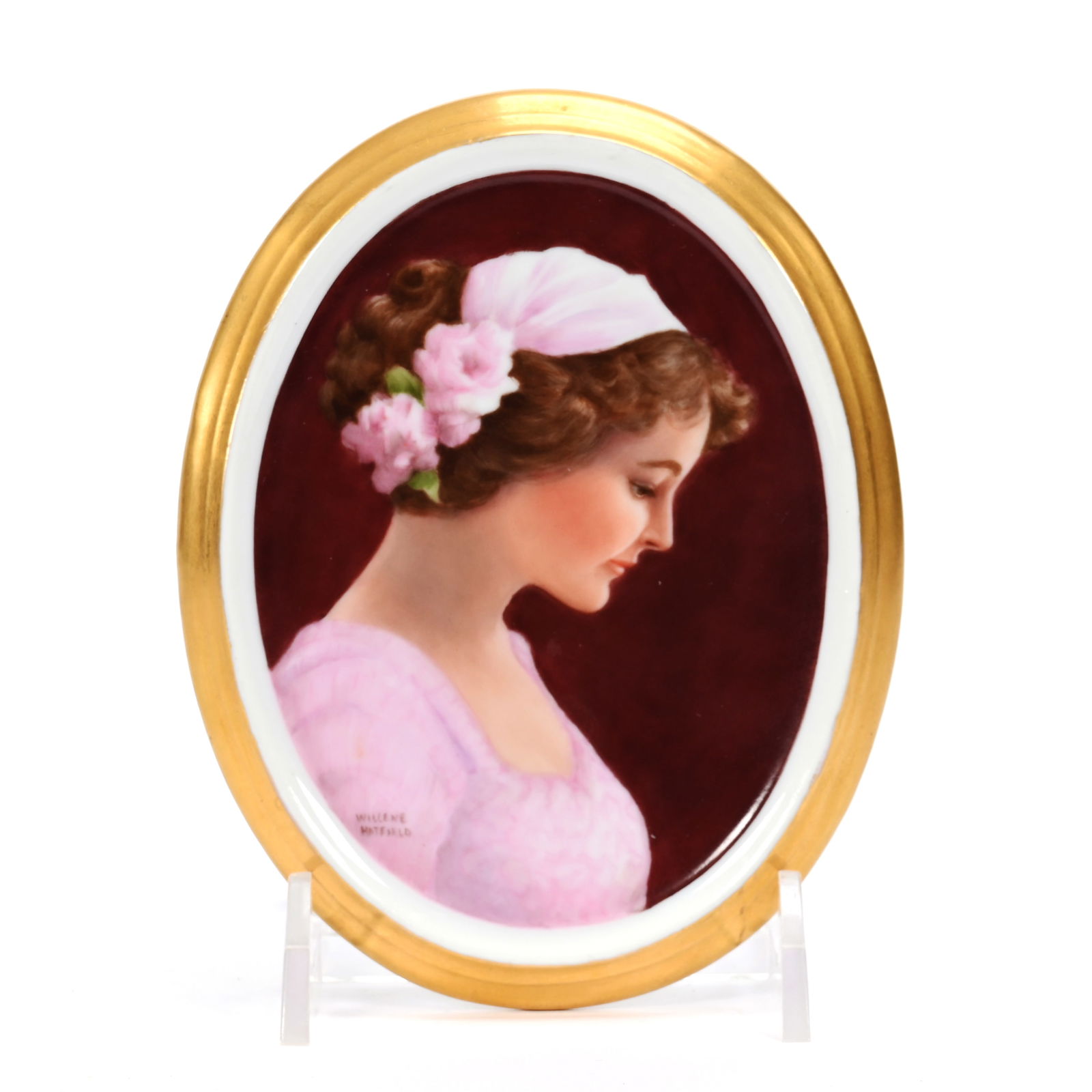 Oval Plaque with Portrait, Unmarked Porcelain (1 of 4)