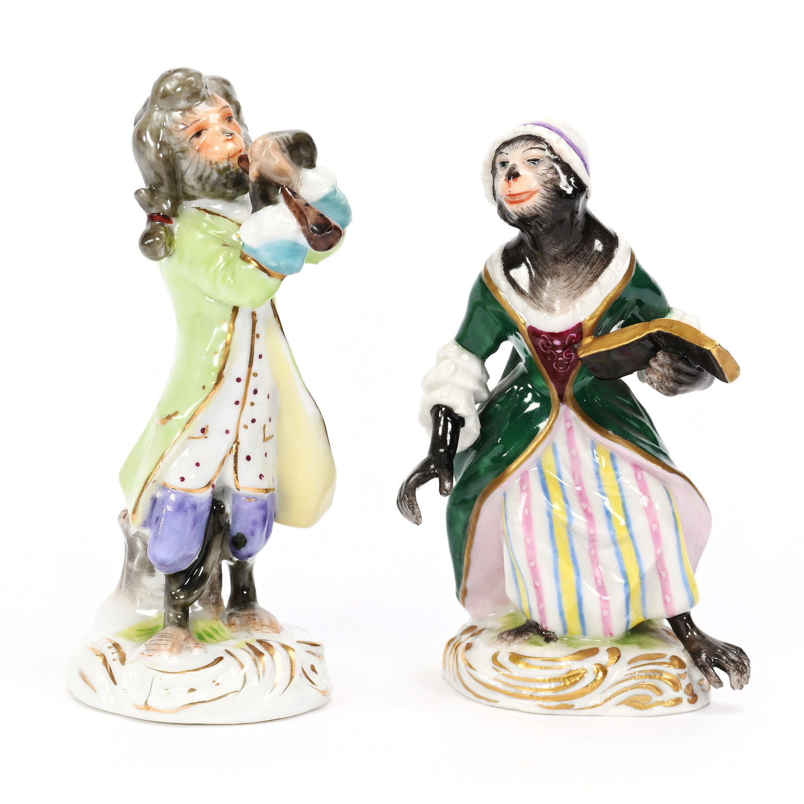 (2) Monkey Figurines, Meissen Style (1 of 3)