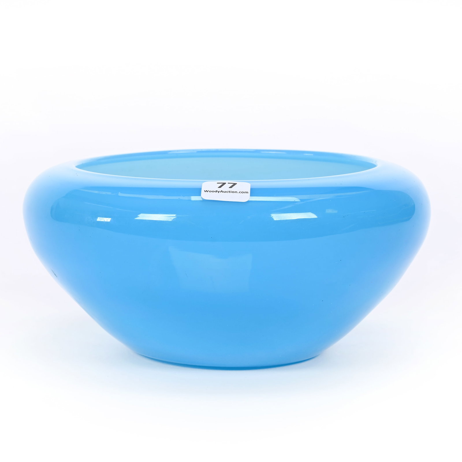 Bowl, Rolled Rim, Unmarked Steuben Art Glass: Bowl, Rolled Rim, Unmarked Steuben Art Glass, 3.75" x 8.25", Blue Opalescent, Polished Pontil Base, Virginia Private Collection.