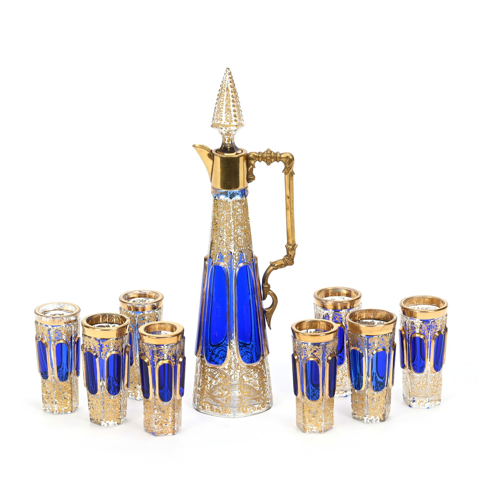 Liqueur Set, Unmarked Moser Style Art Glass (1 of 4)