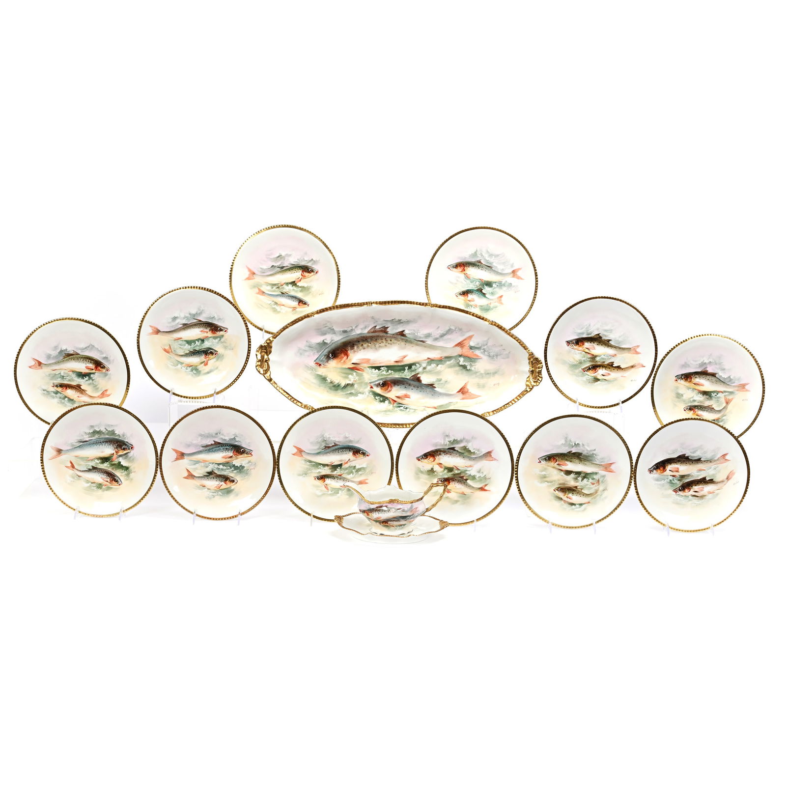 Fish Set, (14) Piece, Marked LDBC Limoges France (1 of 9)