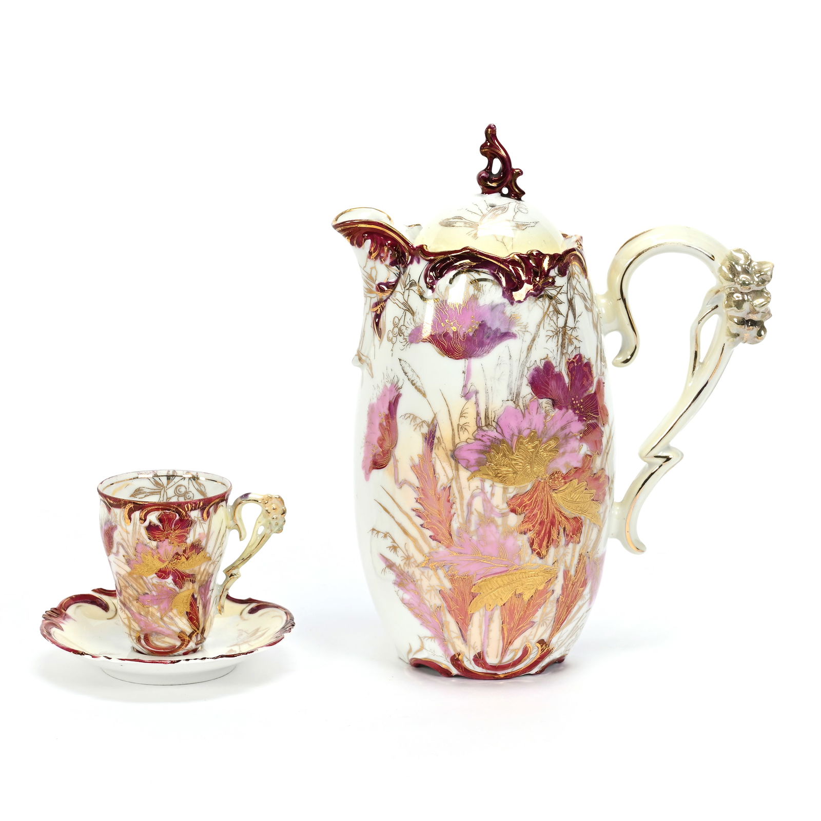 Chocolate Pot, Cup & Saucer, Unmarked R.S. Prussia (1 of 3)