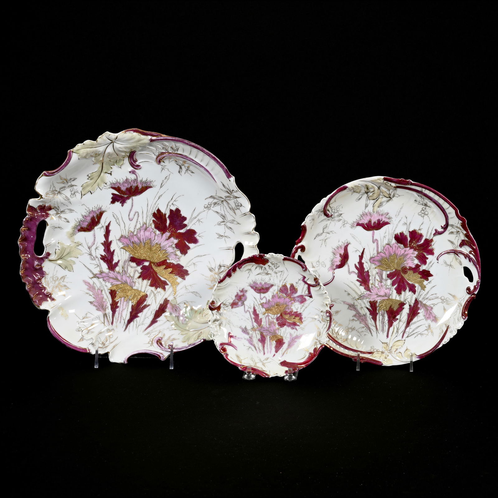 (3) Plates, Same Mold, Unmarked R.S. Prussia (1 of 2)