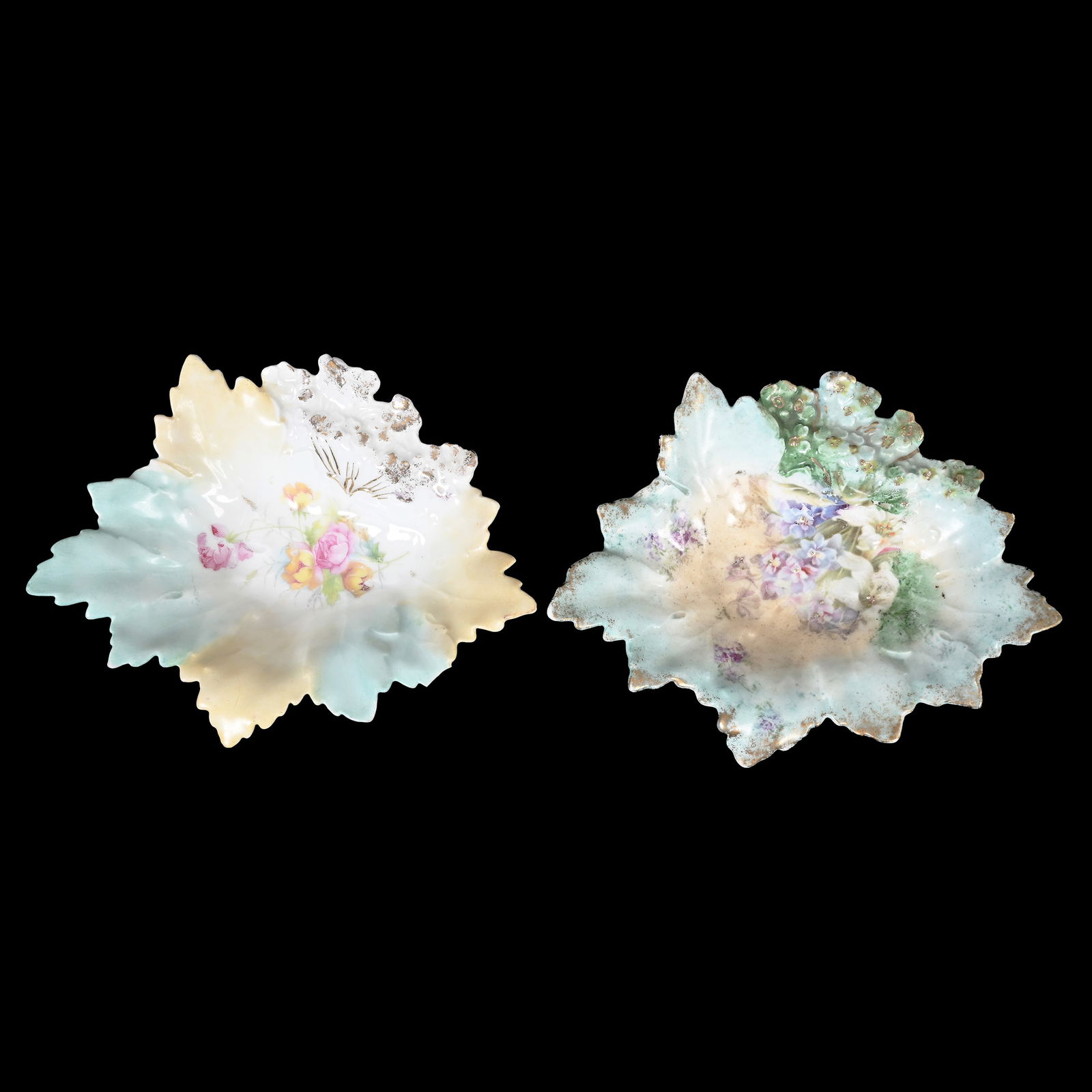 (2) Leaf Shaped Dishes, Unmarked R.S. Prussia (1 of 2)
