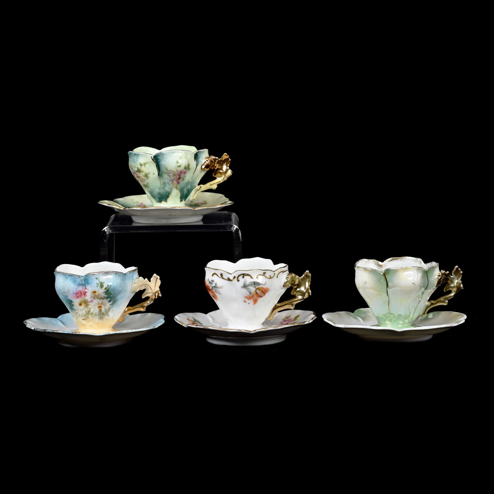 (4) Cups/Saucers, Unmarked R.S. Prussia (1 of 4)