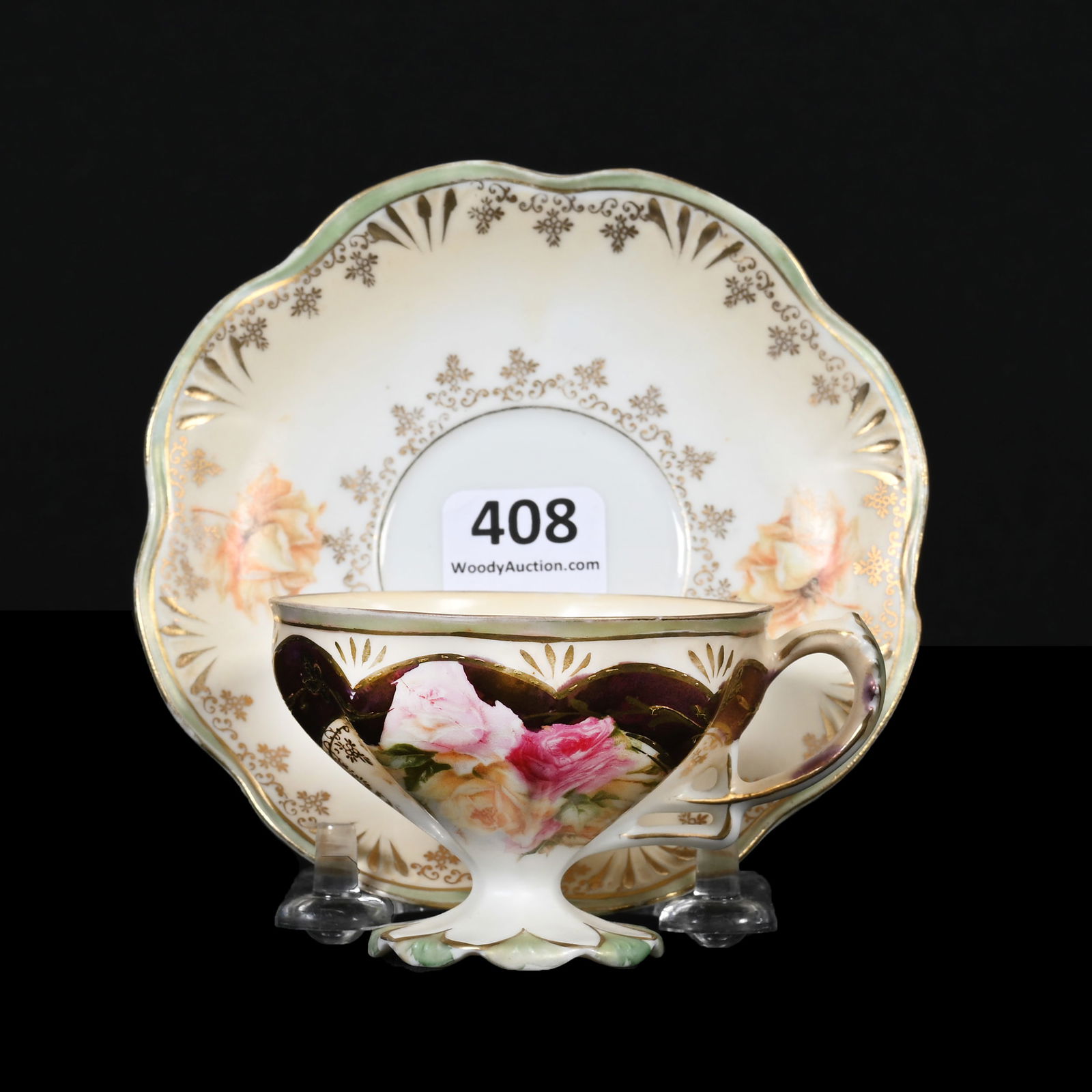 Pedestal Cup/Saucer, Unmarked R.S. Prussia (1 of 4)