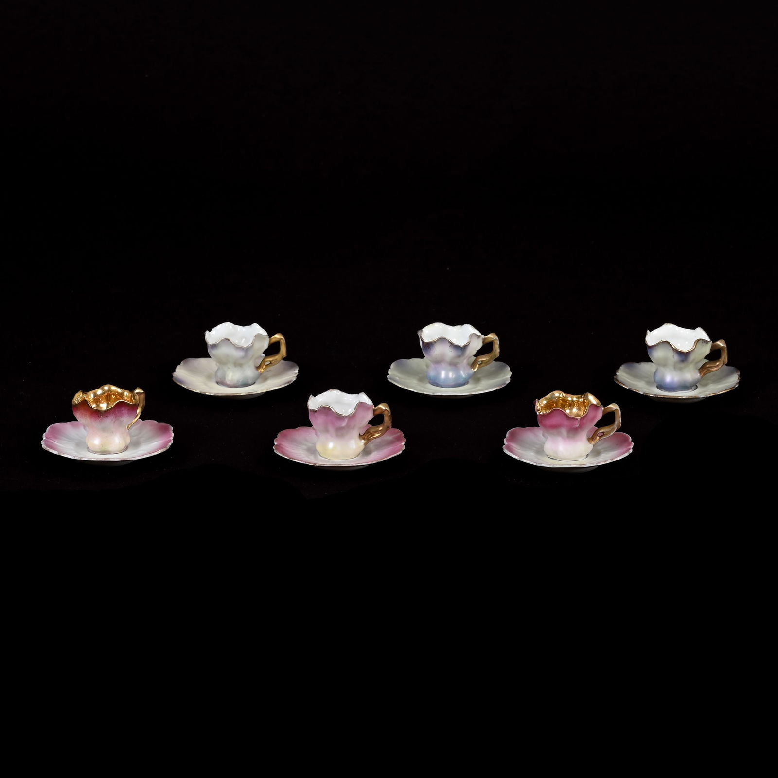 (6) Miniature Cups & Saucers, Unmarked R.S. Prussia (1 of 4)
