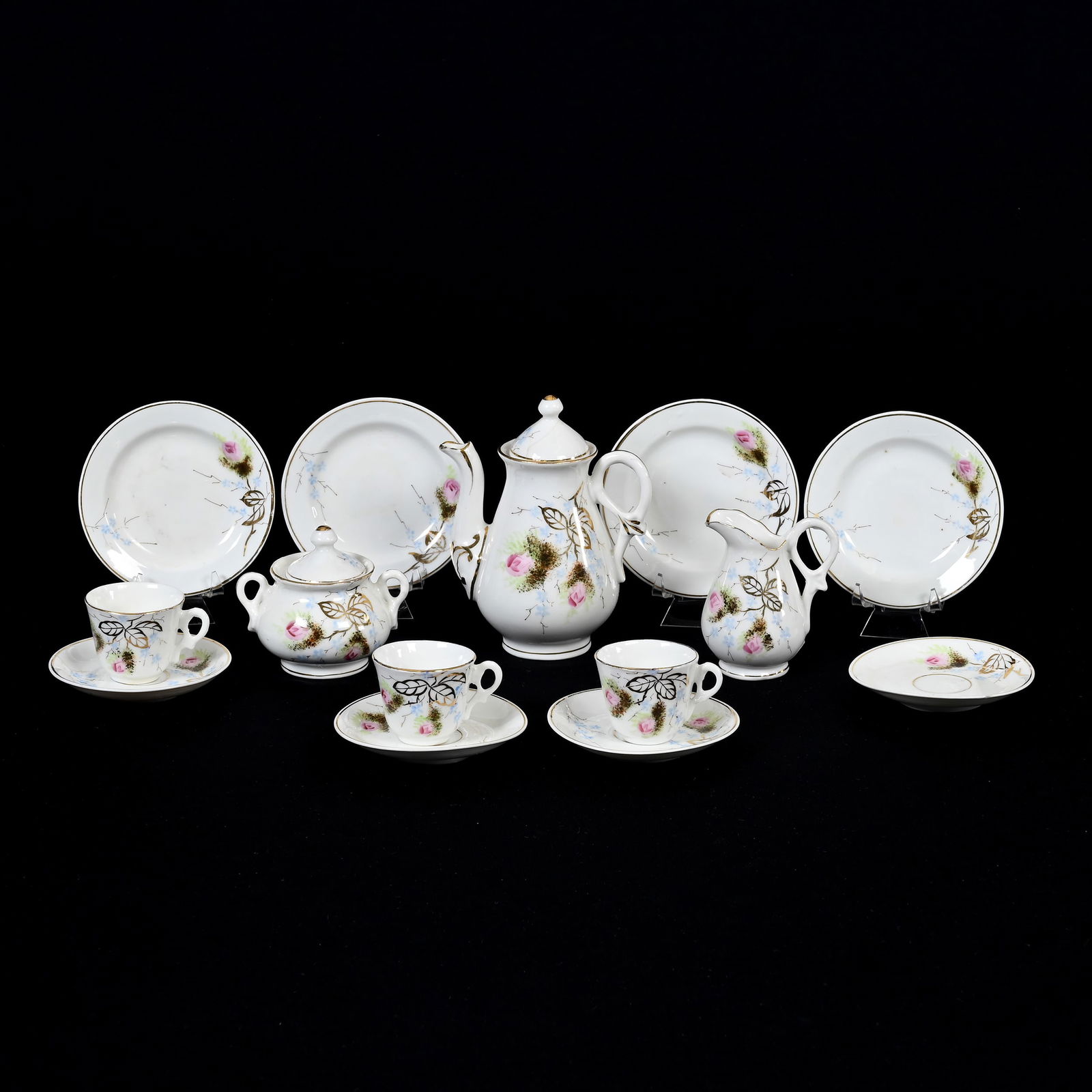 Child's Tea Set, Nine Piece, Unmarked Prussia Style (1 of 5)