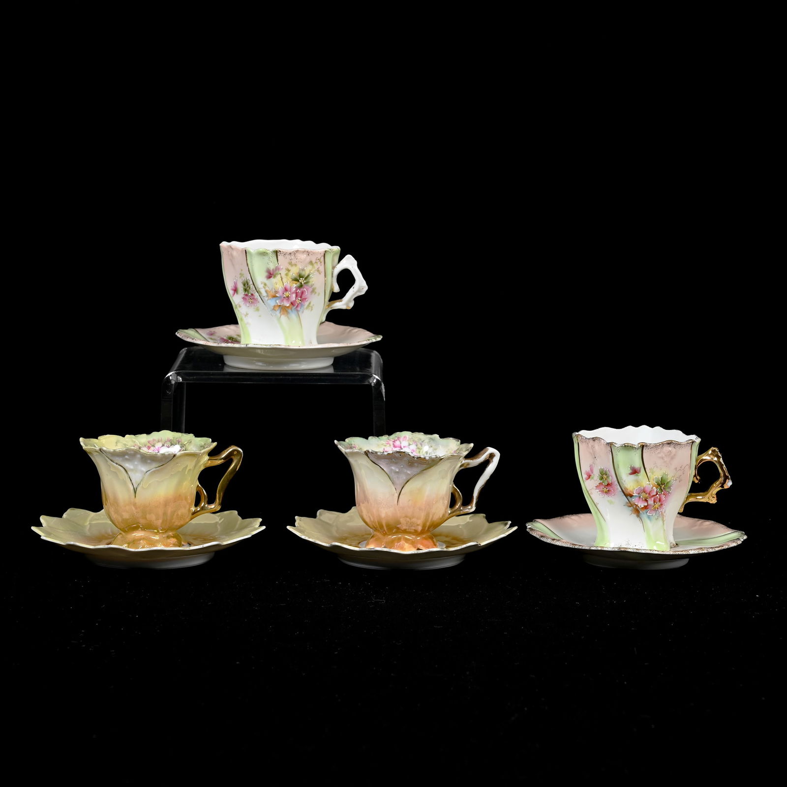 (2) Pair Cups/Saucers, Unmarked Prussia (1 of 3)