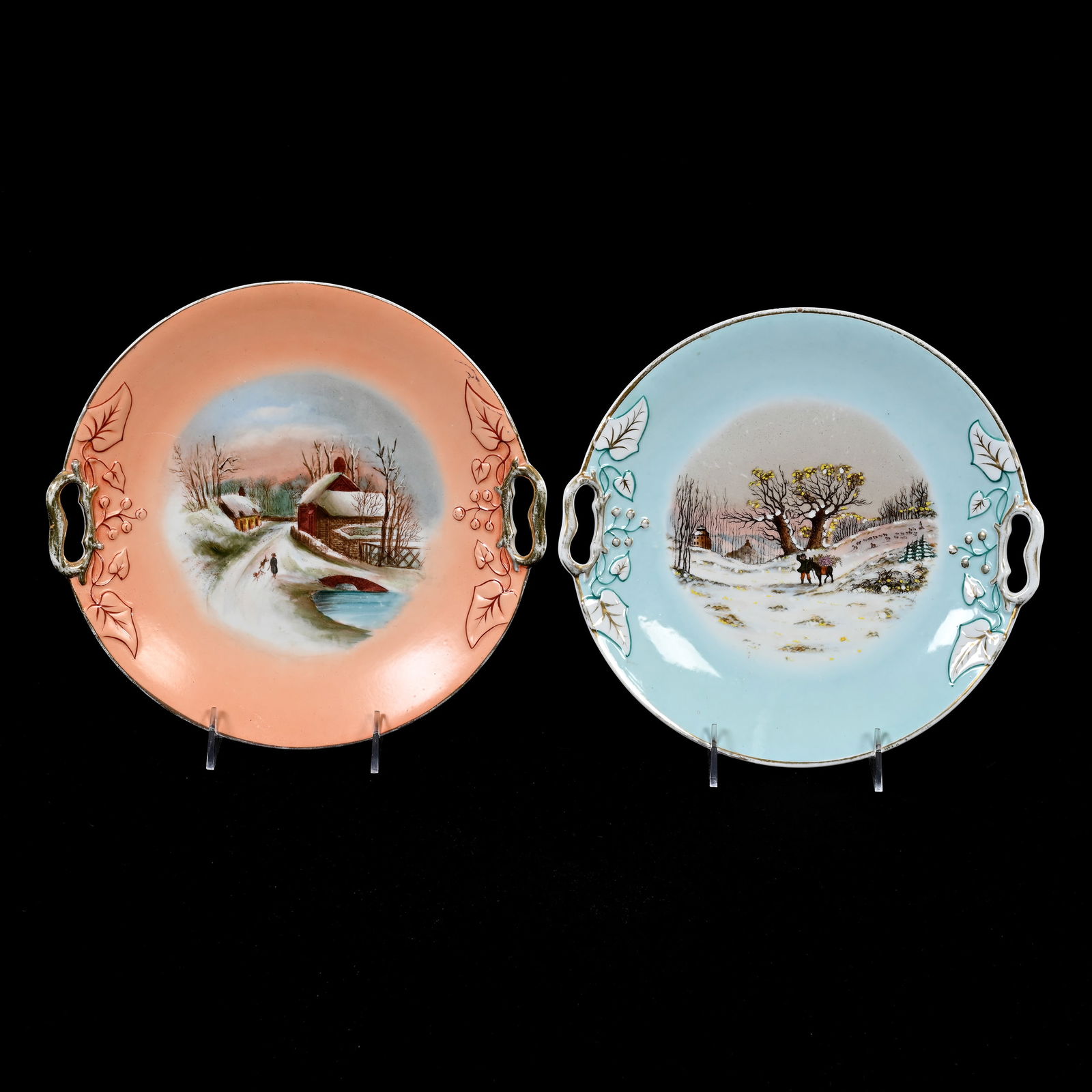 (2) Cake Plates, Early Unmarked Prussia Style (1 of 2)
