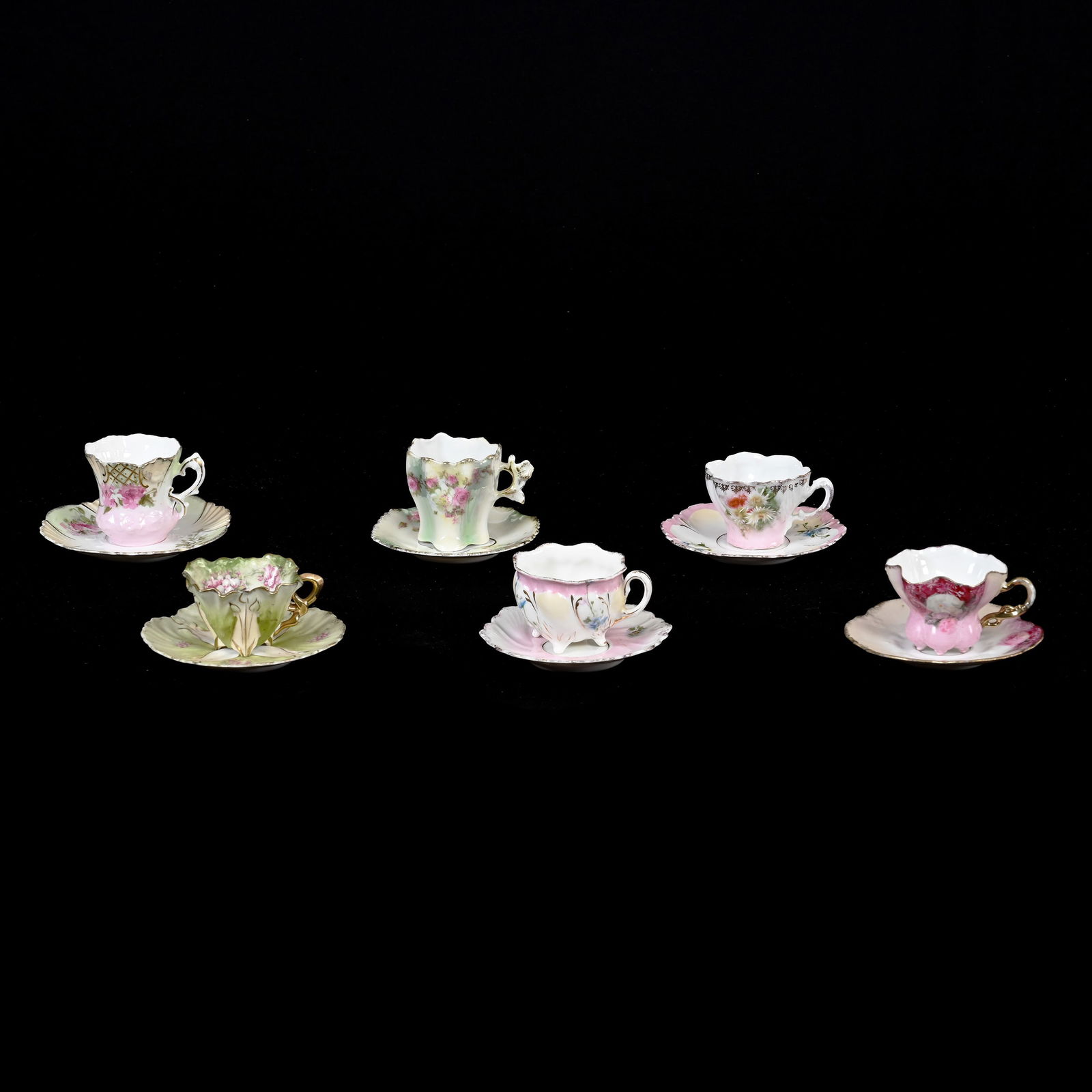 (6) Assorted Cups & Saucers, Unmarked R.S. Prussia (1 of 5)