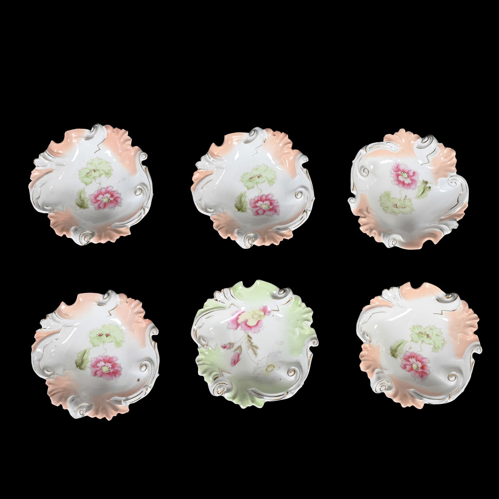 (6) Berry Dishes, Unmarked R.S. Prussia (1 of 3)