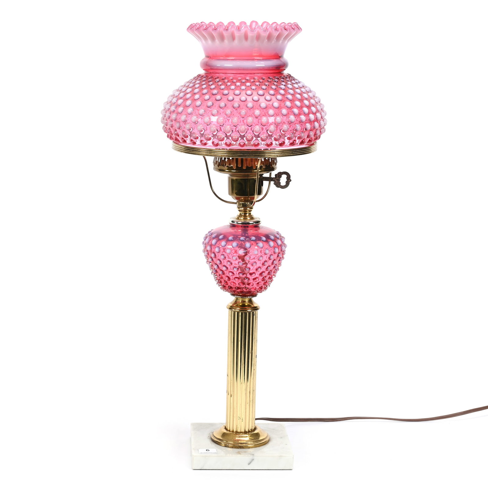 Table Lamp, Fenton Cranberry Opalescent Hobnail (1 of 3)