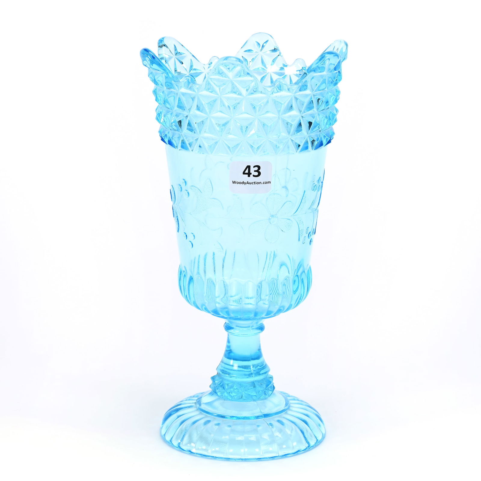 Pedestal Celery Vase, Blue Pattern Glass (1 of 3)