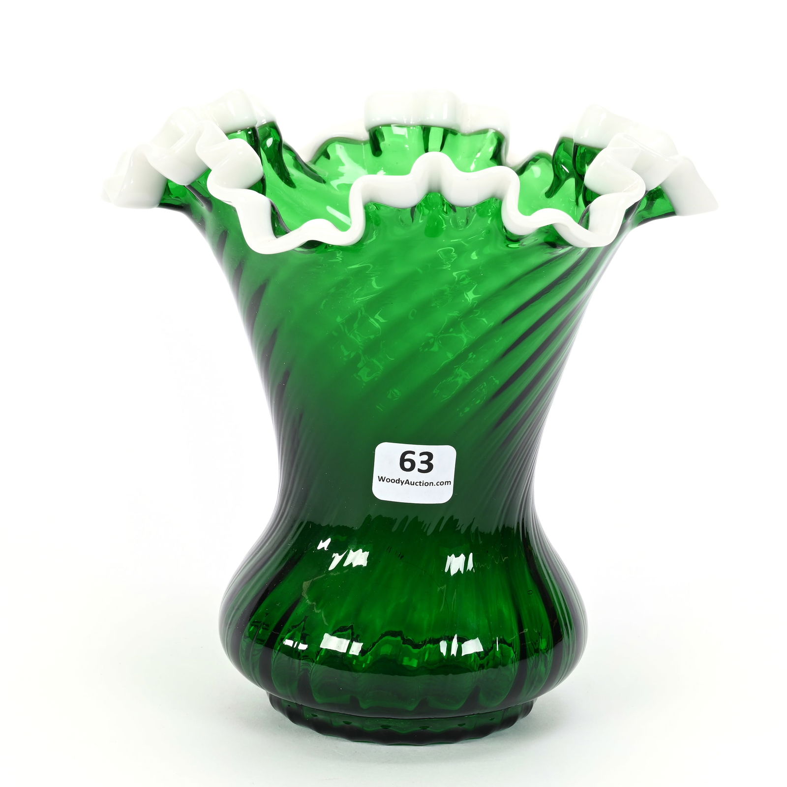 Vase, Fenton Art Glass, Emerald Green Swirl (1 of 3)