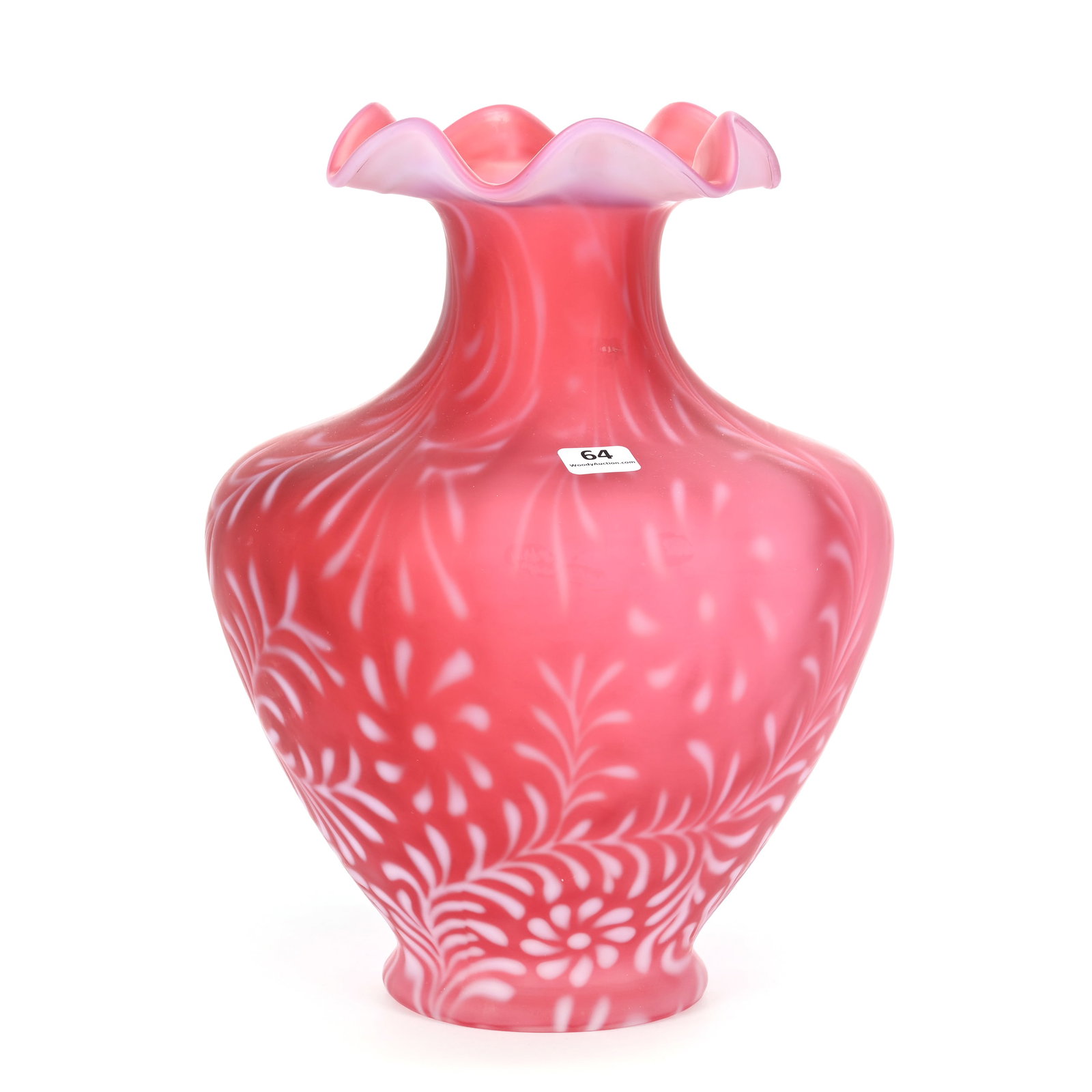 Vase, Fenton Cranberry Opalescent Frosted (1 of 3)