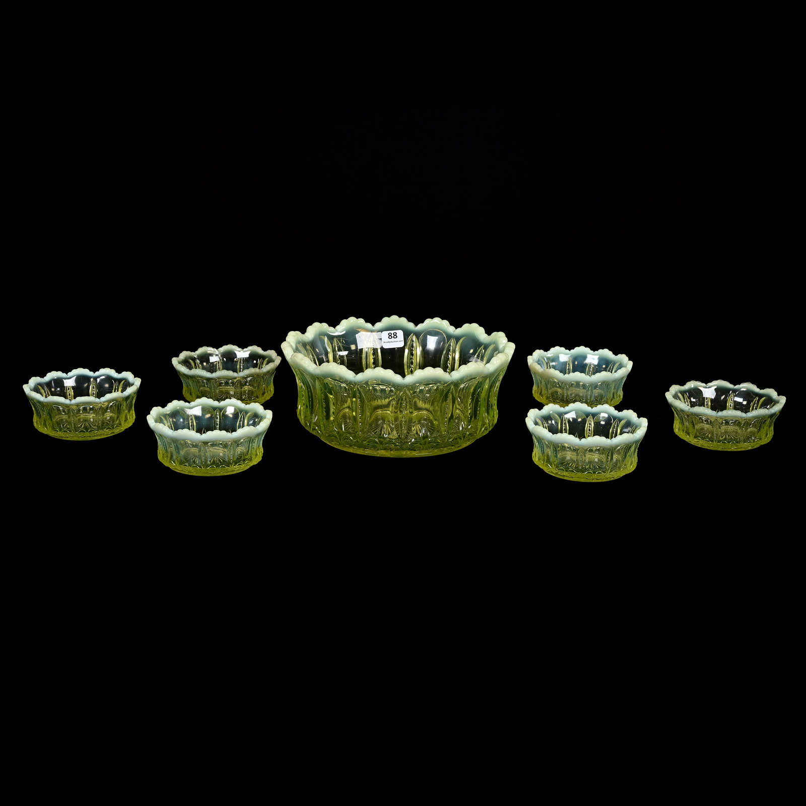 Berry Set, Vaseline Opalescent Iris& Meander Pattern (1 of 4)