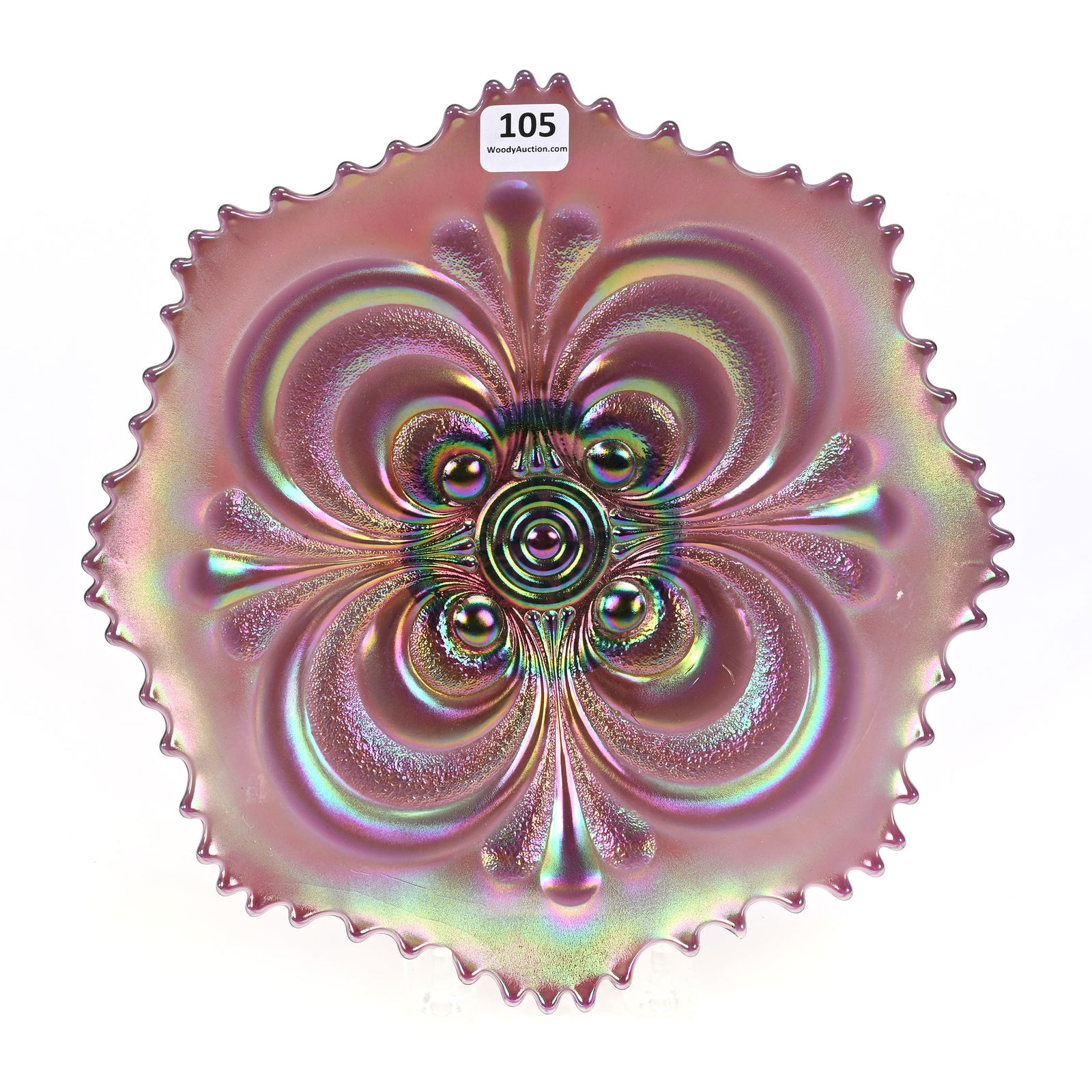 Plate, Carnival Glass, Embossed Scroll By Imperial (1 of 2)