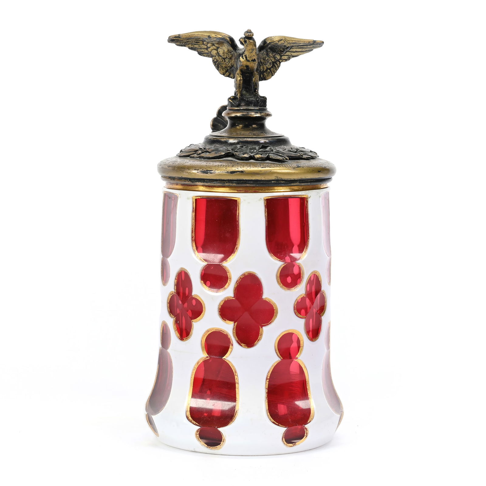 Stein, German, Cranberry With White Cutback Overlay (1 of 5)