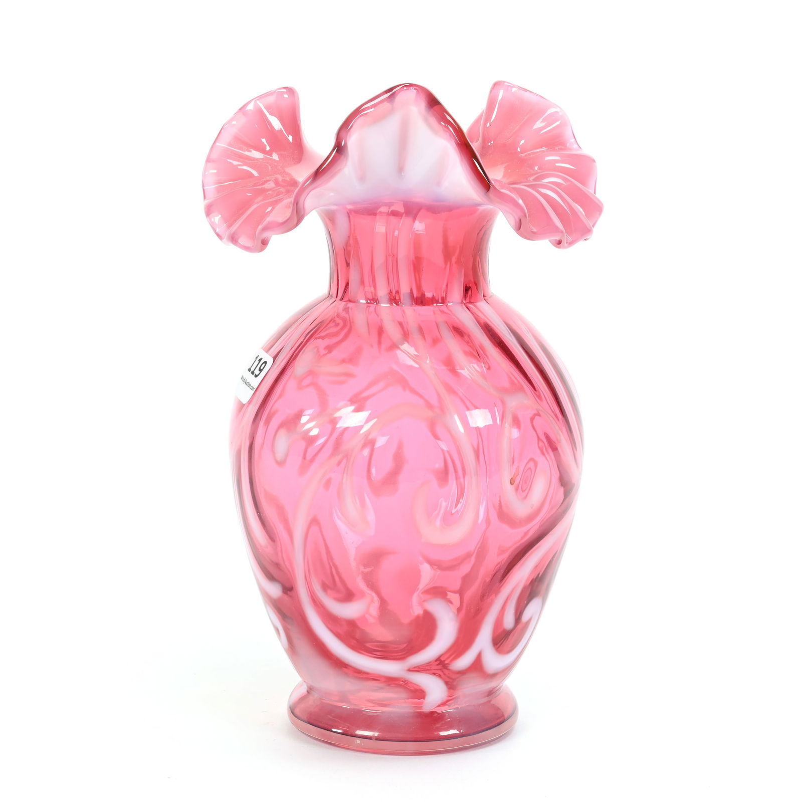 Vase, Fenton Cranberry Opalescent Art Glass (1 of 3)